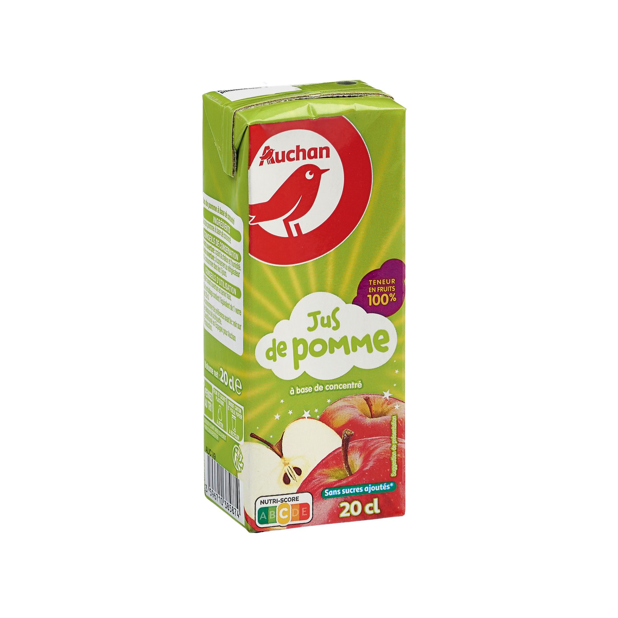 AUCHAN Jus de pomme en briquette 20cl