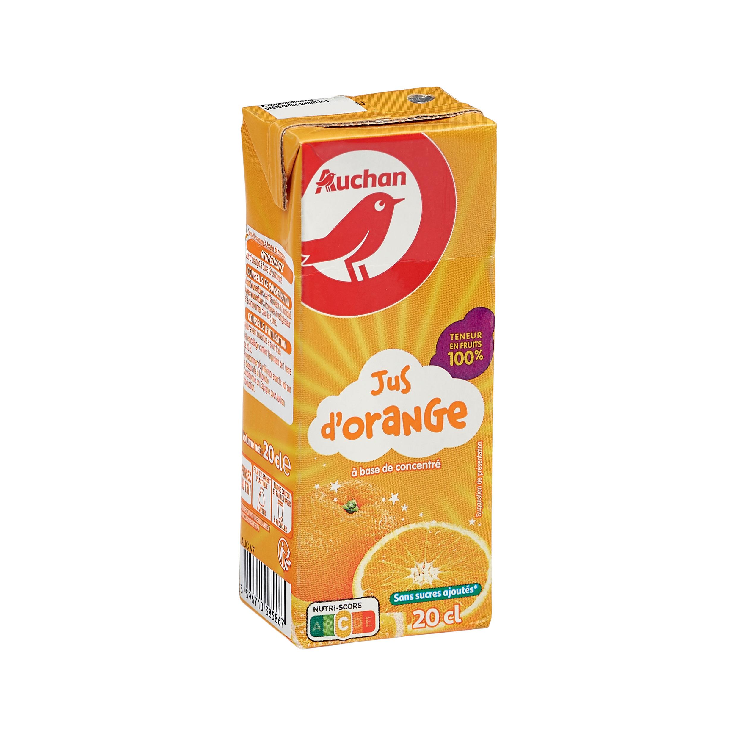 Voir la diapositive 2 : AUCHAN Jus d'orange en briquette 20cl