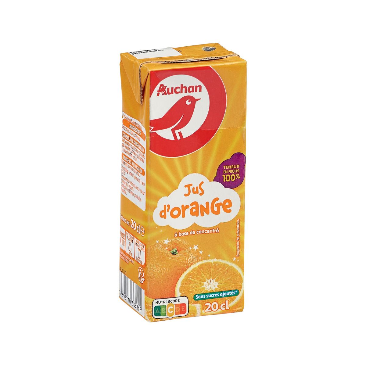 AUCHAN Jus d'orange en briquette 20cl