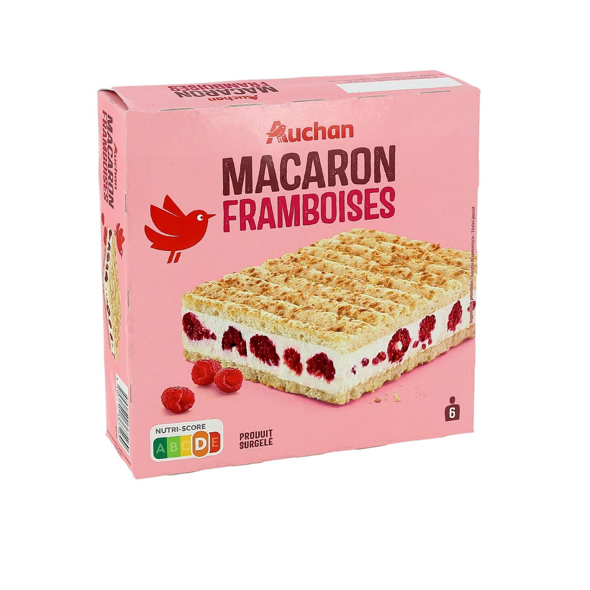 AUCHAN Macaron aux framboises 6 parts 390g