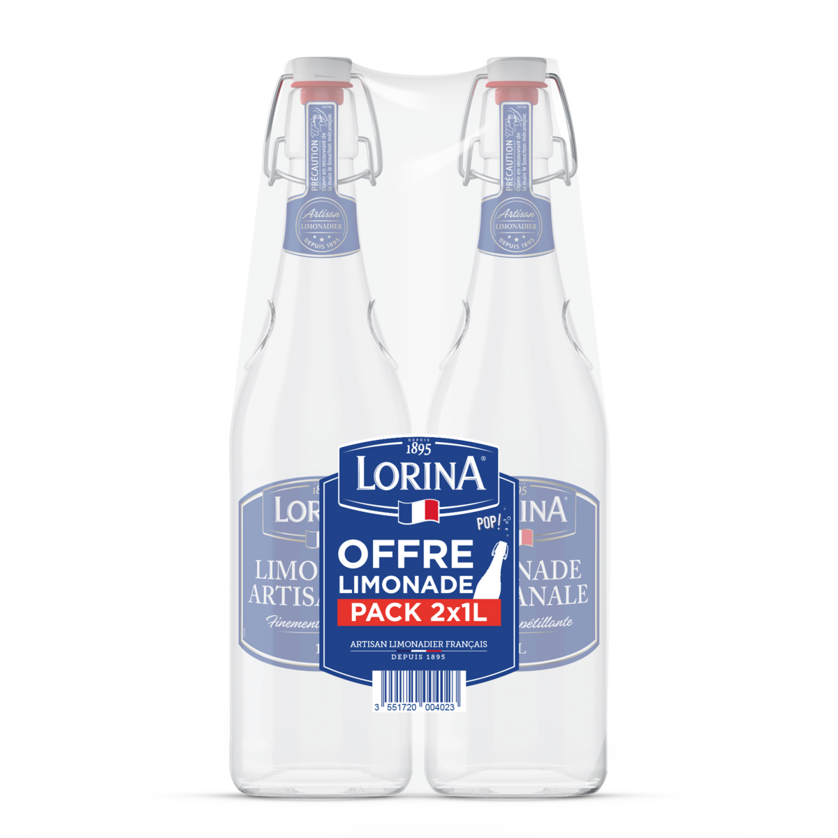 LORINA Limonade artisanale à l'arôme naturel de citron bouteilles verre 2x1l