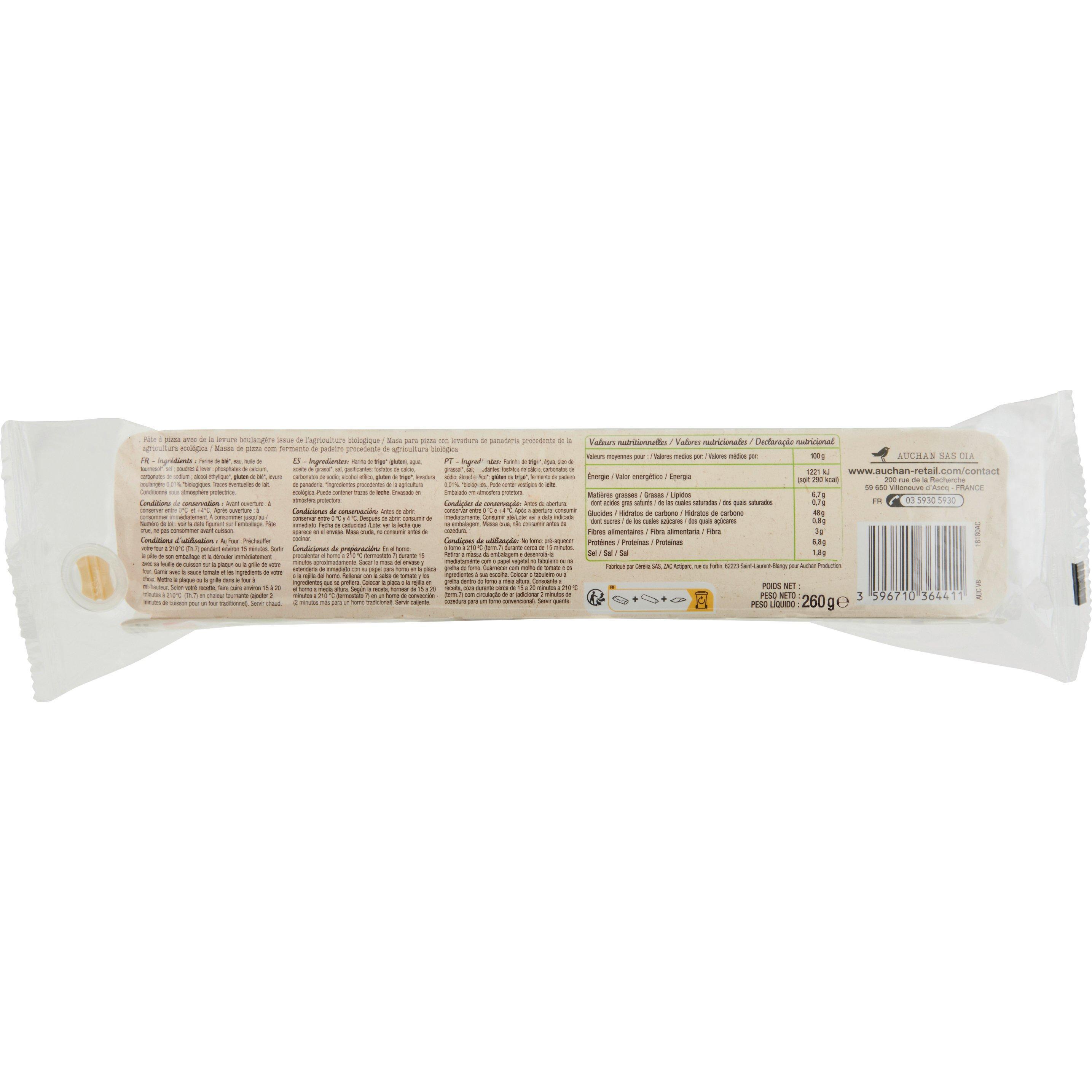Voir la diapositive 3 : AUCHAN BIO Pâte à pizza 260g