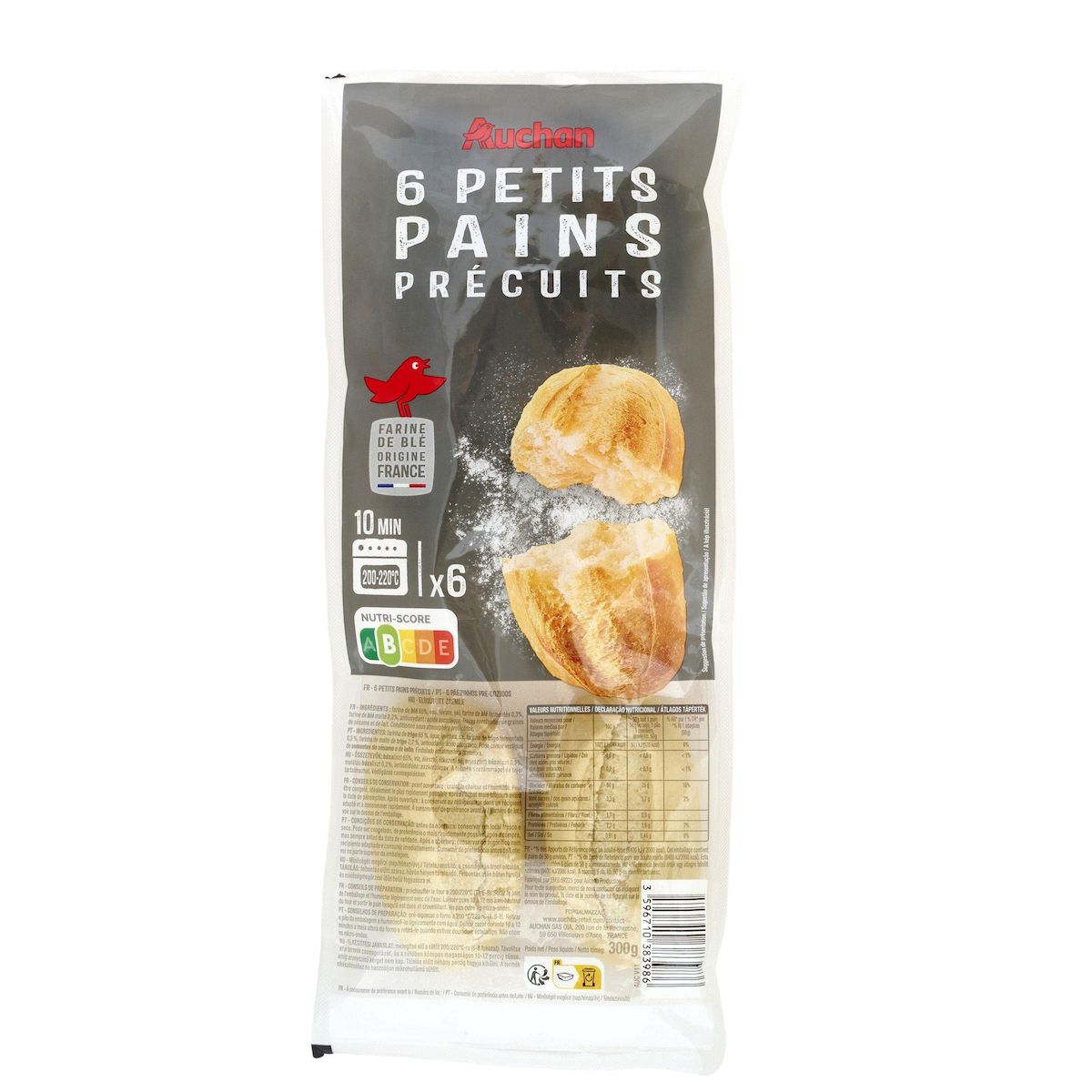 AUCHAN Petits pains précuits 6 pièces 300g