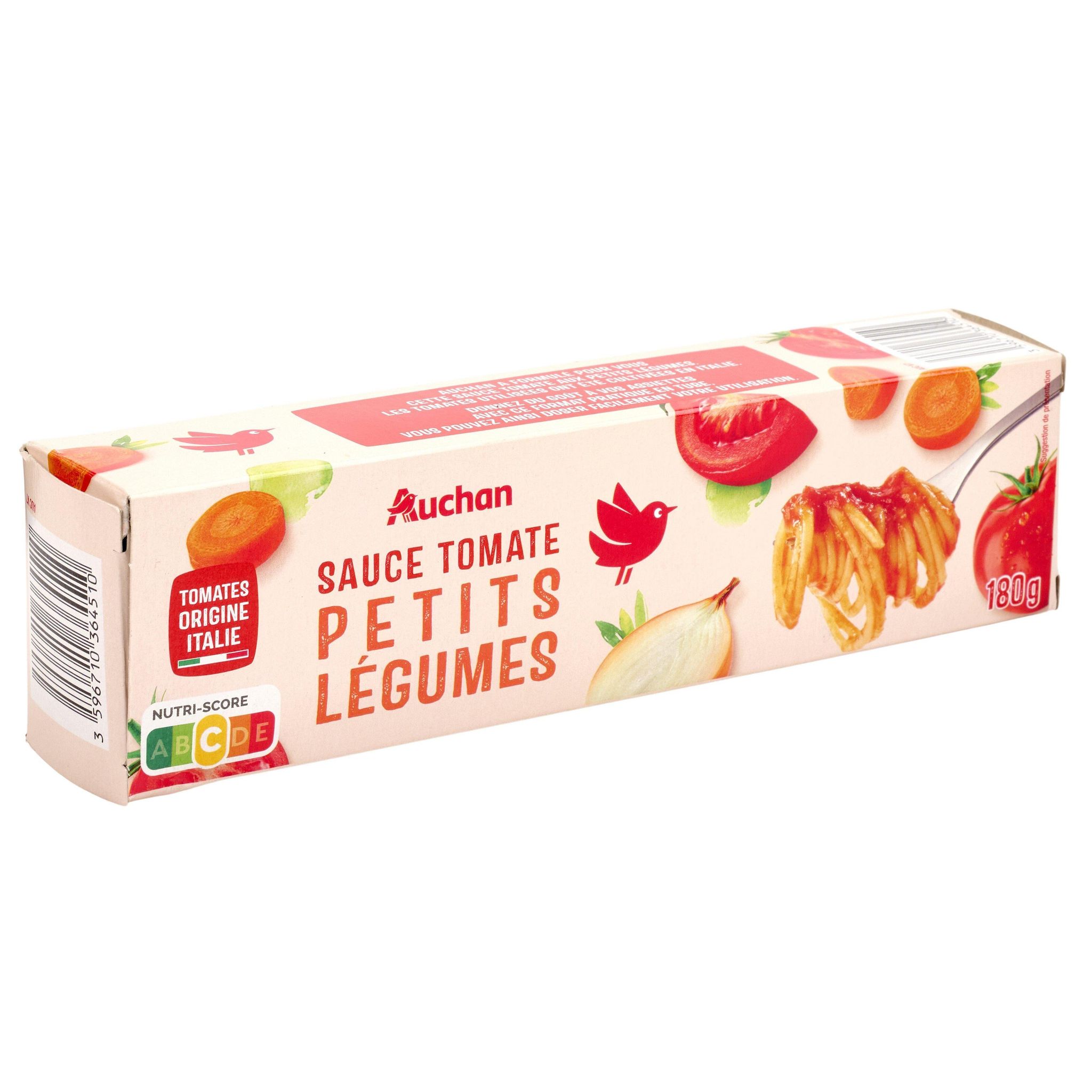 Voir la diapositive 3 : AUCHAN Sauce tomate aux petits légumes en tube 180g