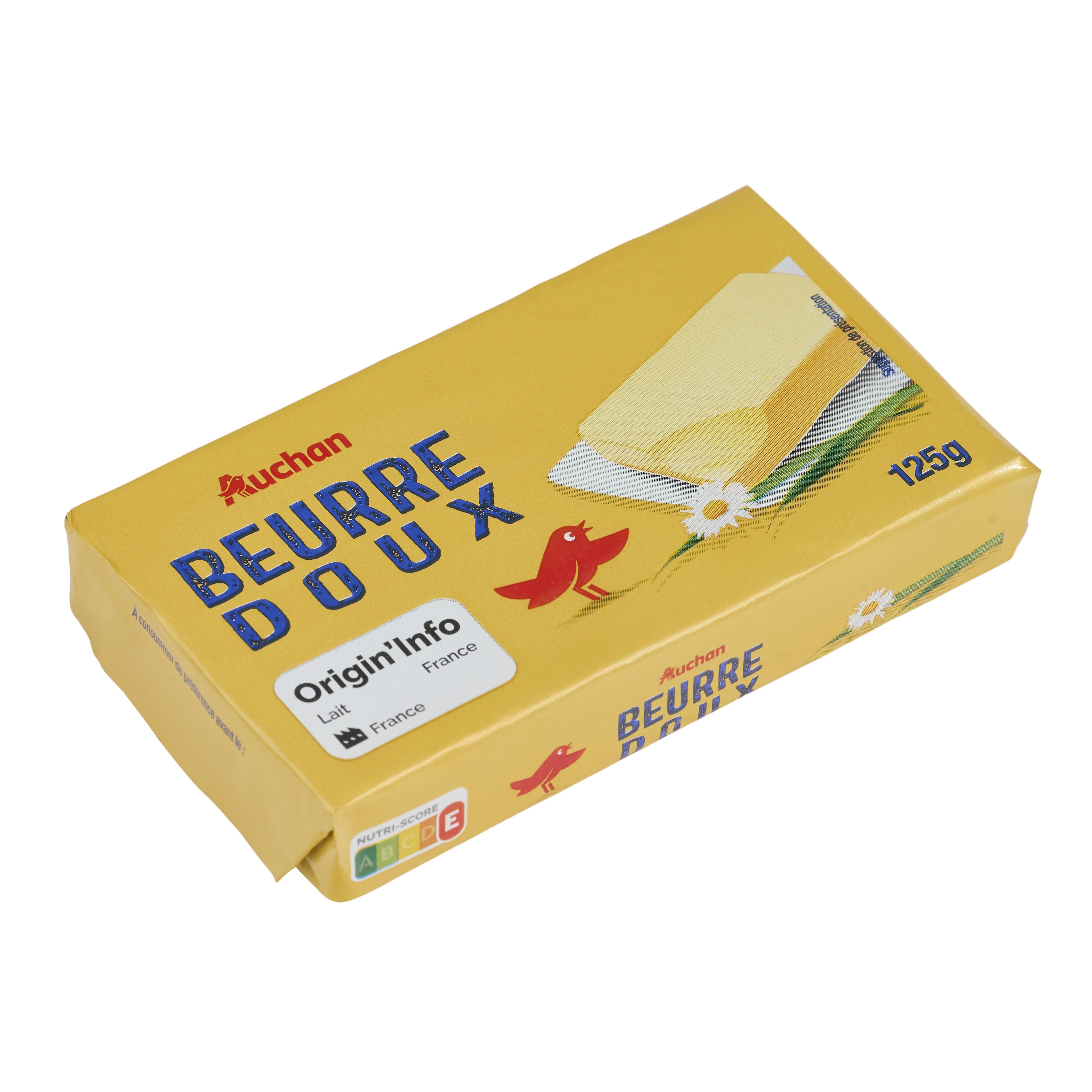 Voir la diapositive 2 : AUCHAN Beurre doux 82%MG 125g