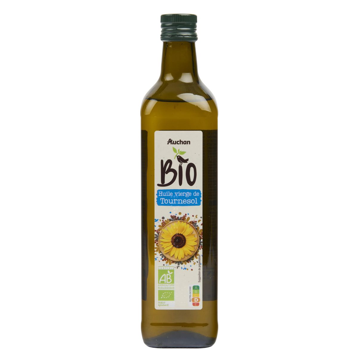 AUCHAN BIO Huile vierge de tournesol 75cl