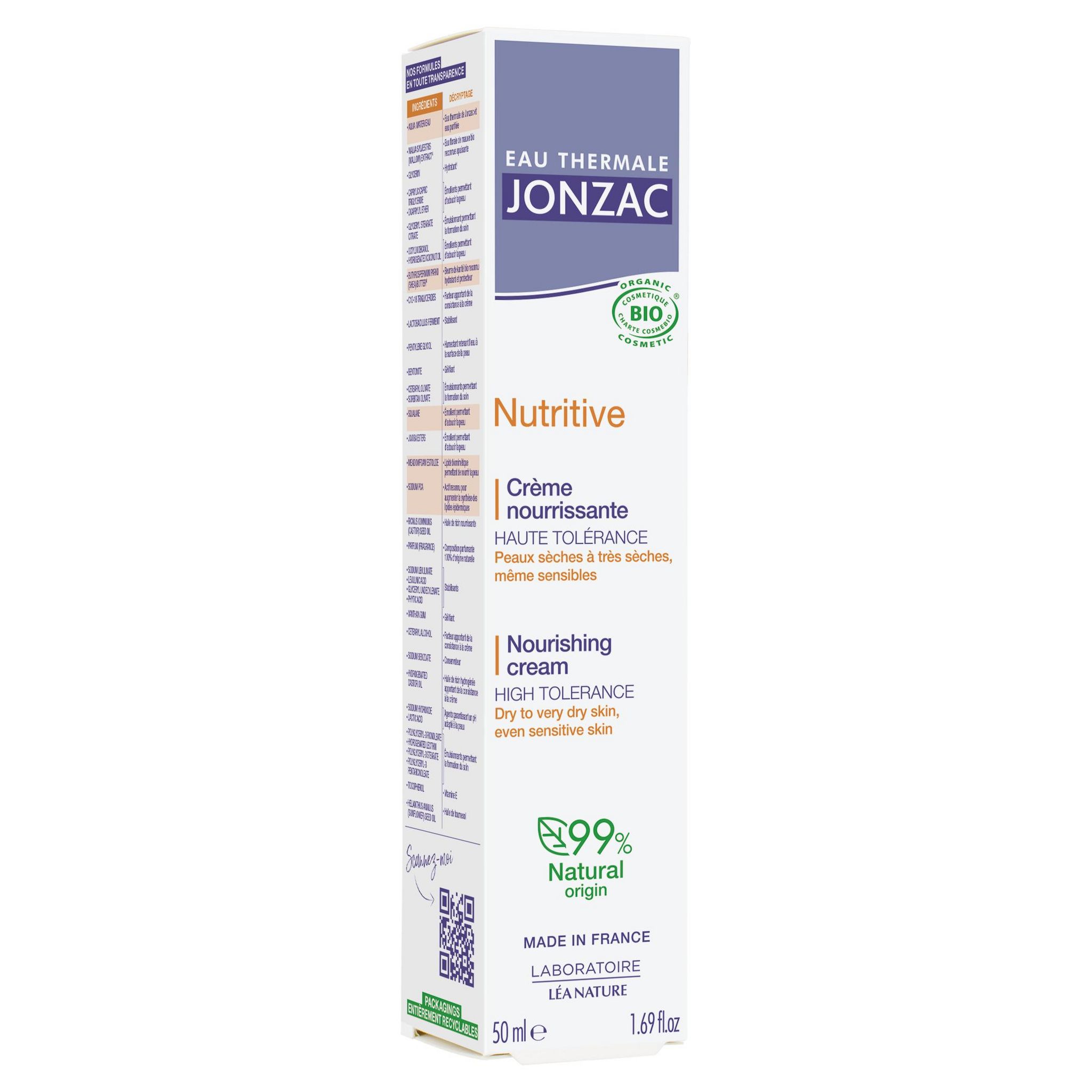 Voir la diapositive 2 : EAU THERMALE JONZAC Nutritive Crème nourrissante bio 50ml