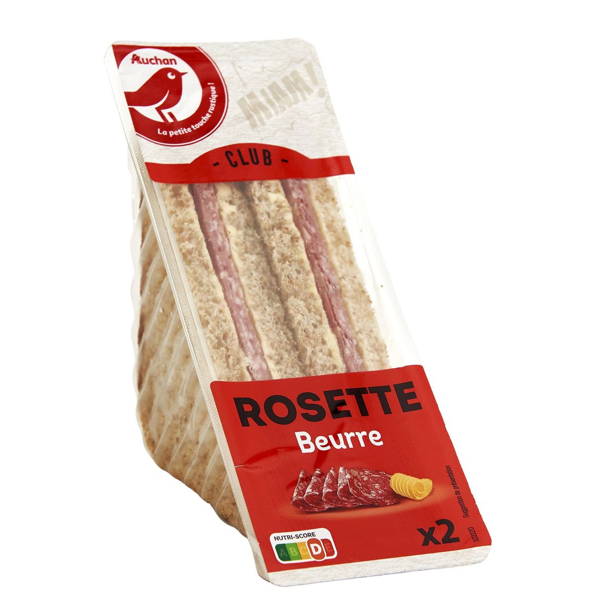 AUCHAN Sandwich club rosette 2 pièces 130g