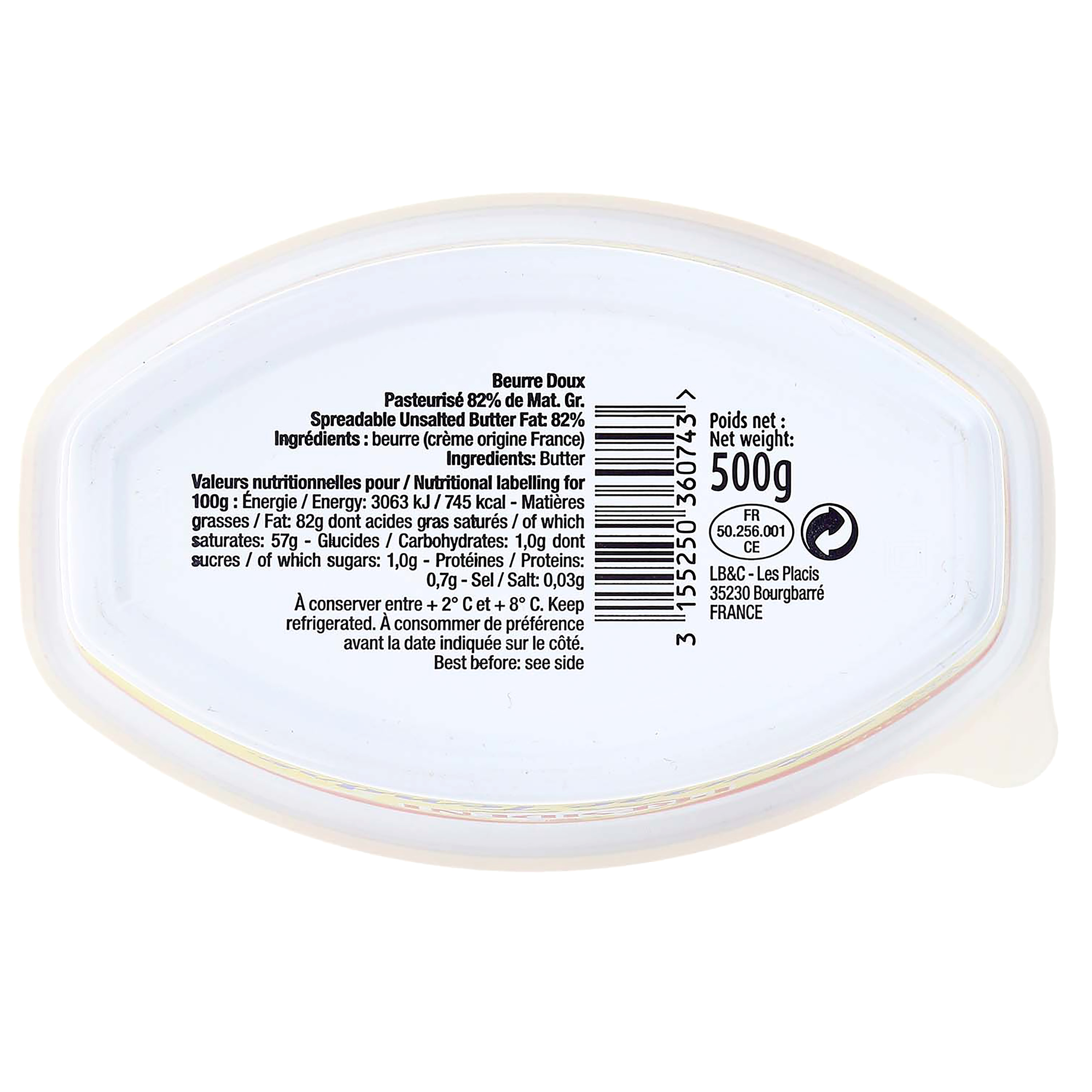 Voir la diapositive 2 : PRESIDENT Beurre tendre doux 82%MG 500g
