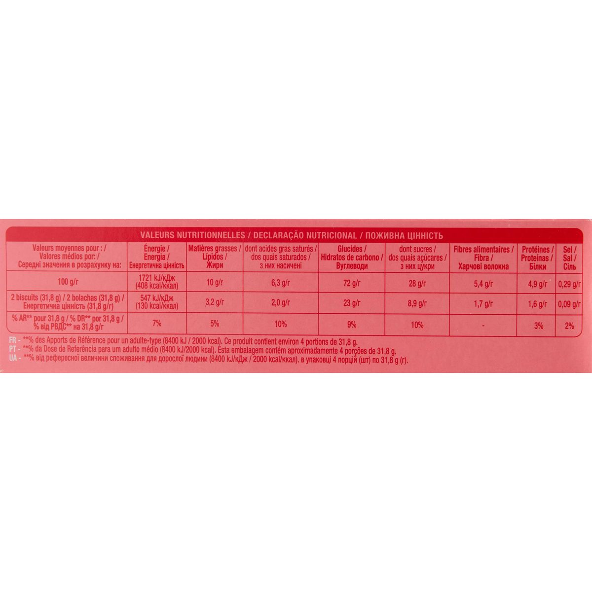 AUCHAN Tartelettes carrées fraise sachets fraîcheur 4x2 biscuits 127g