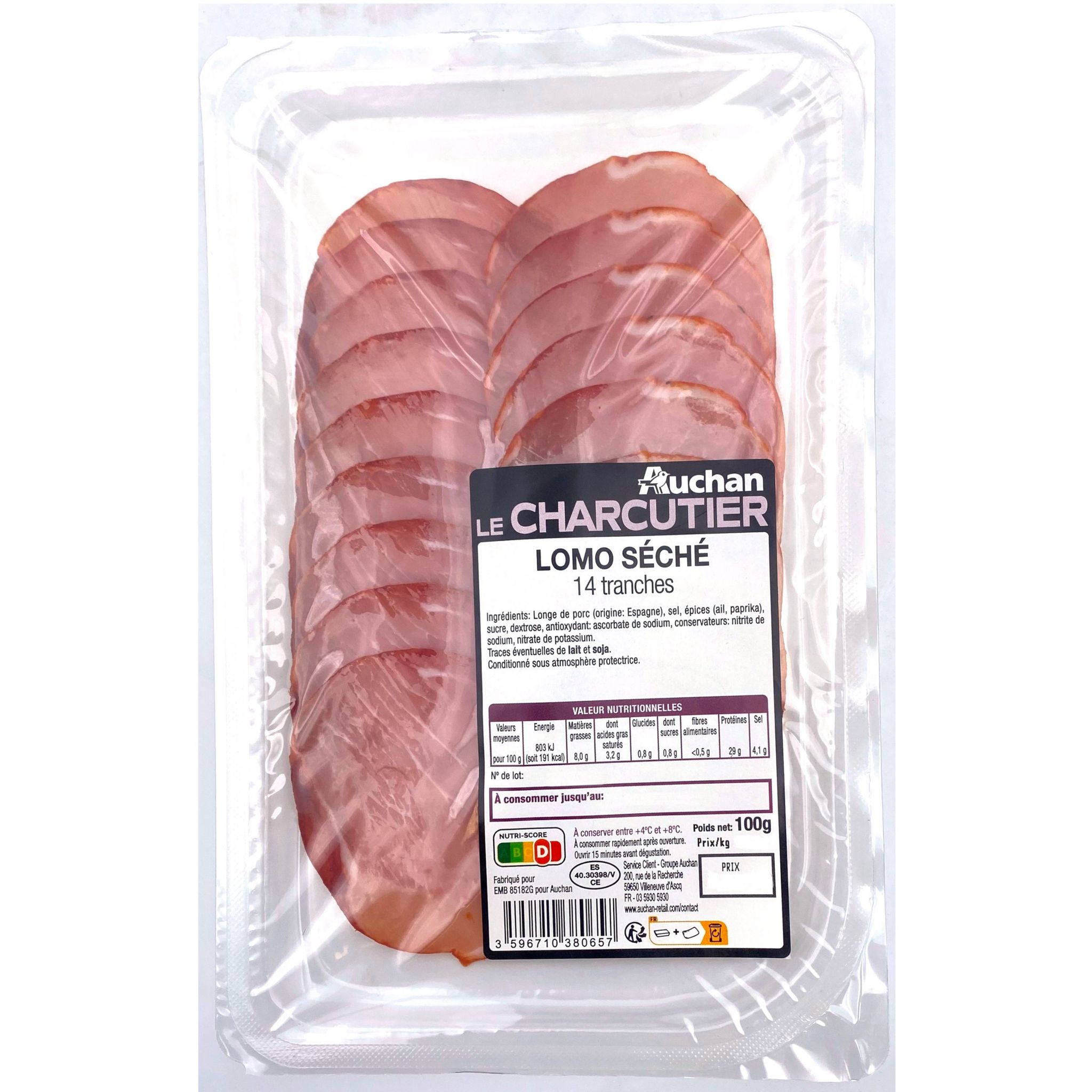 AUCHAN Lomo séché 14 tranches 100g