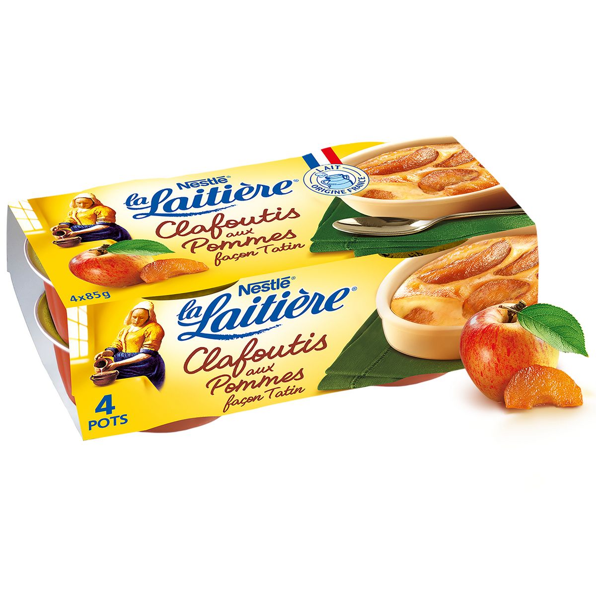 LA LAITIERE Dessert pâtissier clafoutis aux pommes façon tatin 4x85g