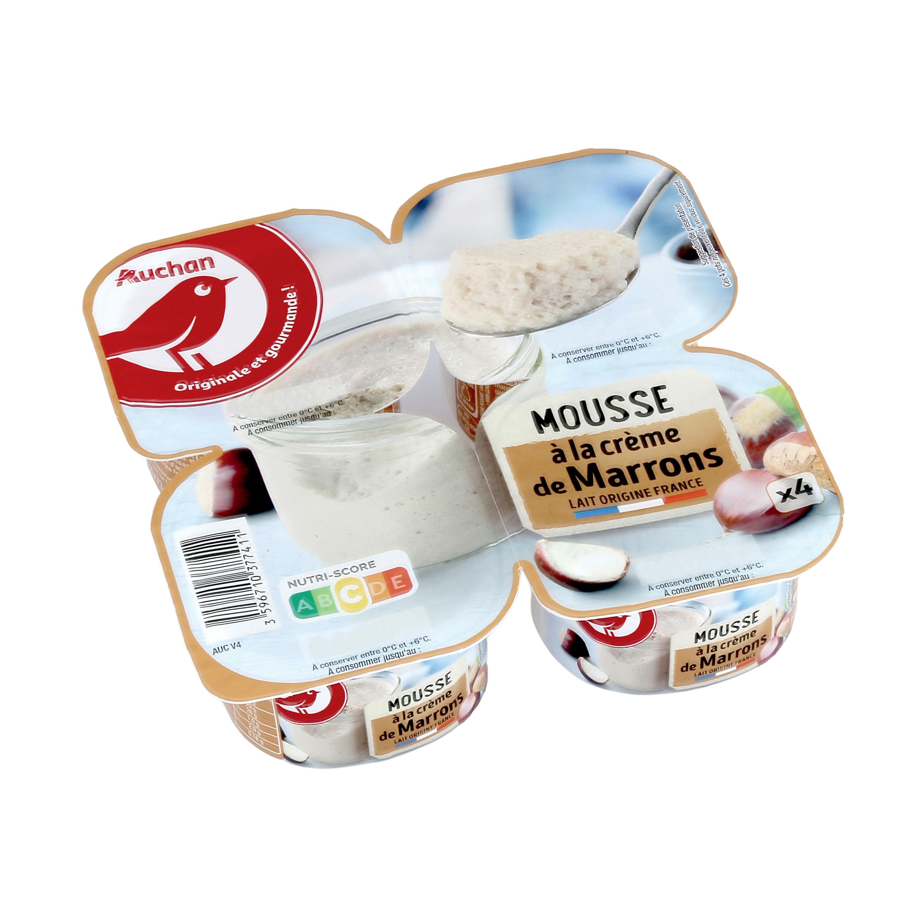 Voir la diapositive 2 : AUCHAN Mousse aux marrons 4x73g