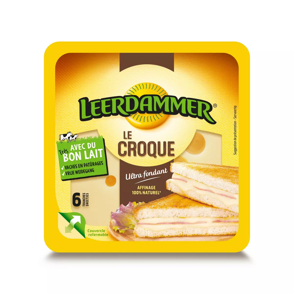 LEERDAMMER Le Croque Fromage pour croque monsieur 6 tranches 150g