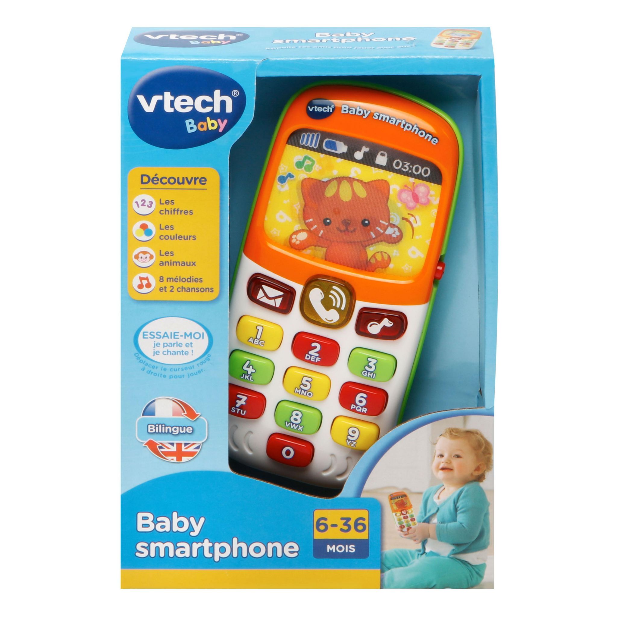 Voir la diapositive 2 : VTECH Baby Smartphone Bilingue - Bleu