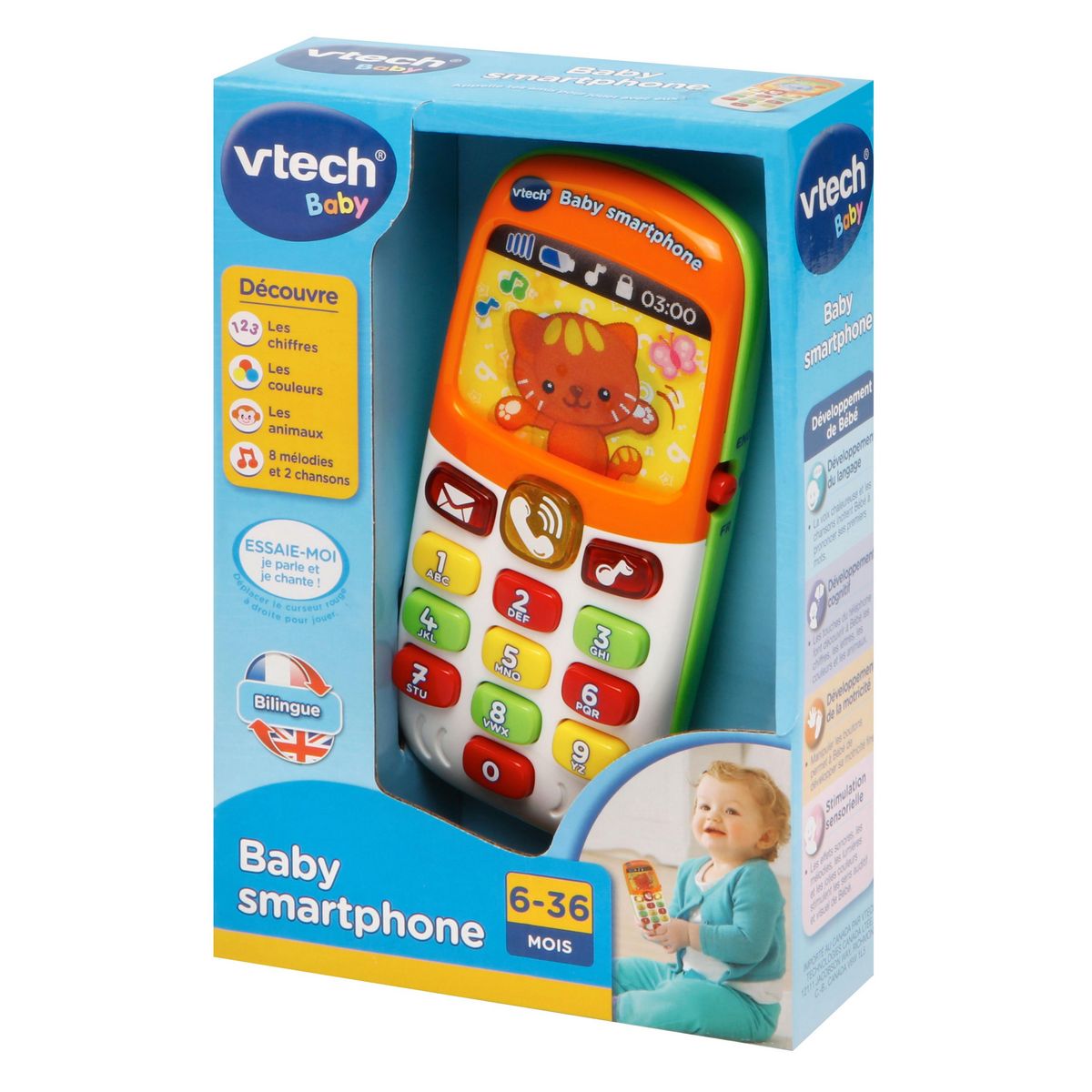 VTECH Baby Smartphone Bilingue - Bleu