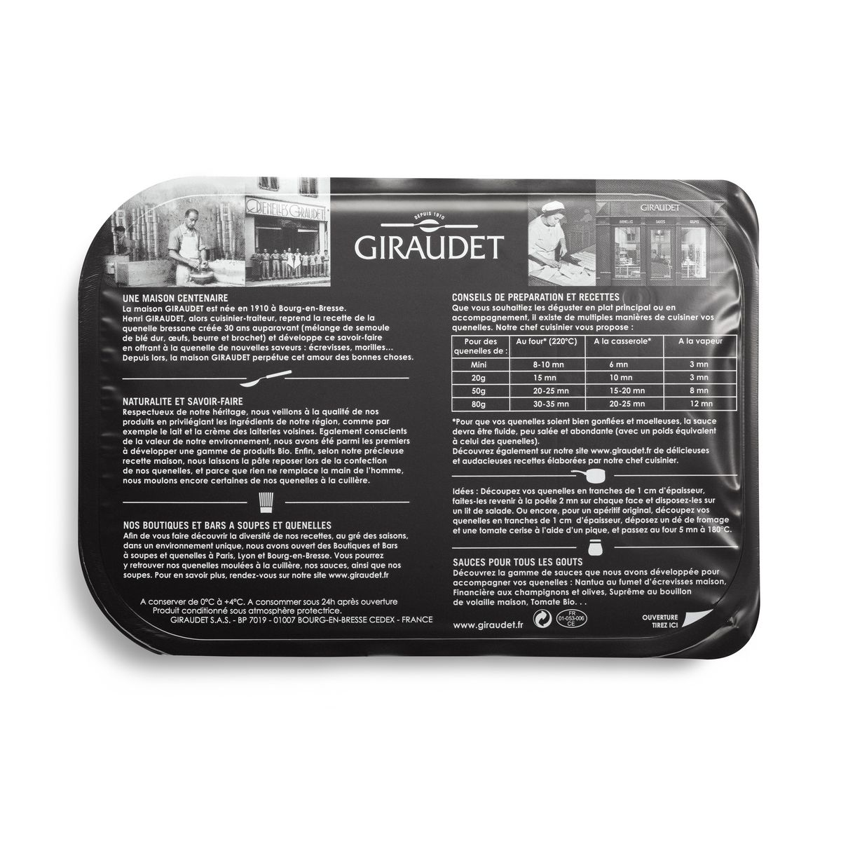 GIRAUDET Quenelles fraîches volaille fermière aux chanterelles 4x80g