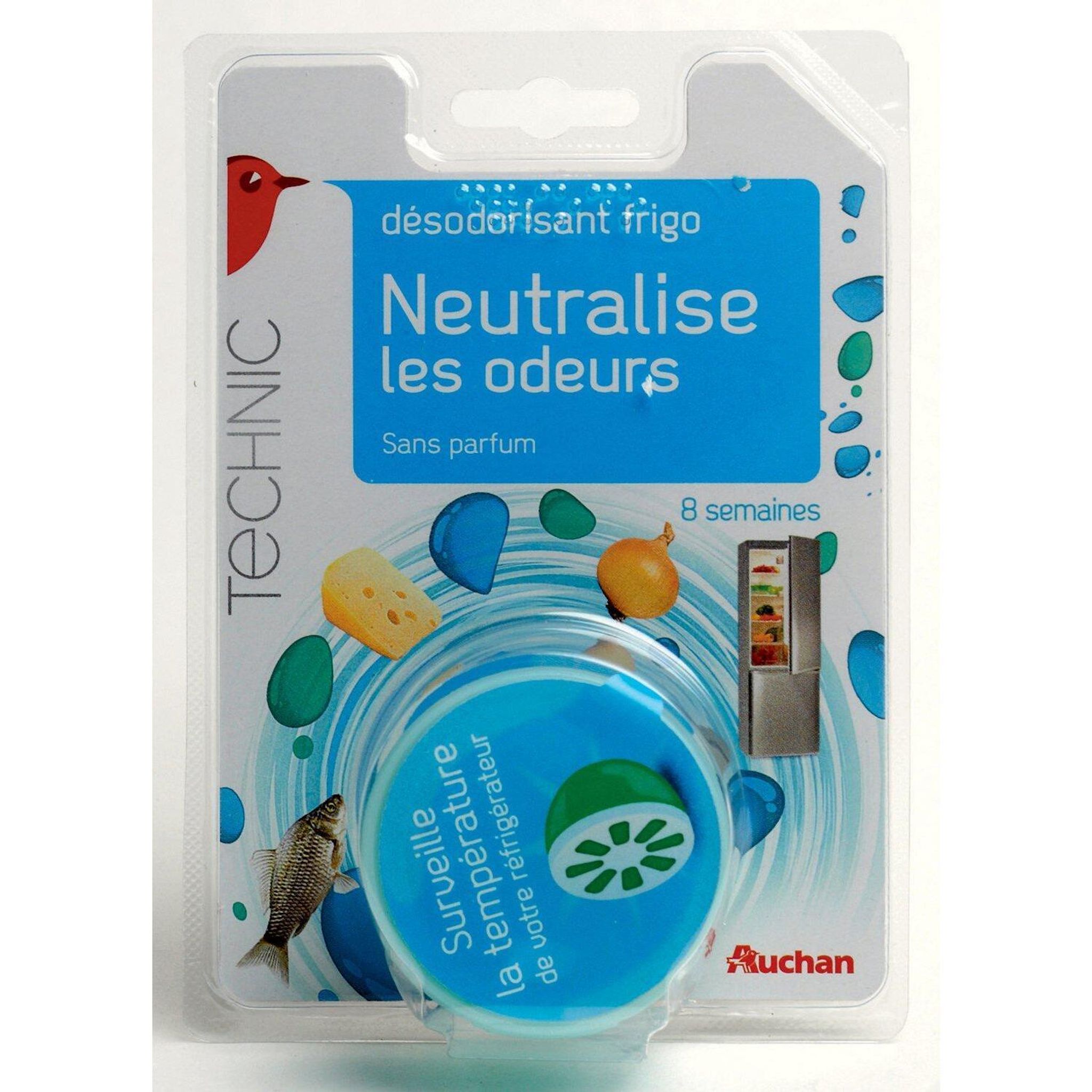 Voir la diapositive 2 : AUCHAN Désodorisant frigo anti-odeur et sans parfum 1 désodorisant 40g