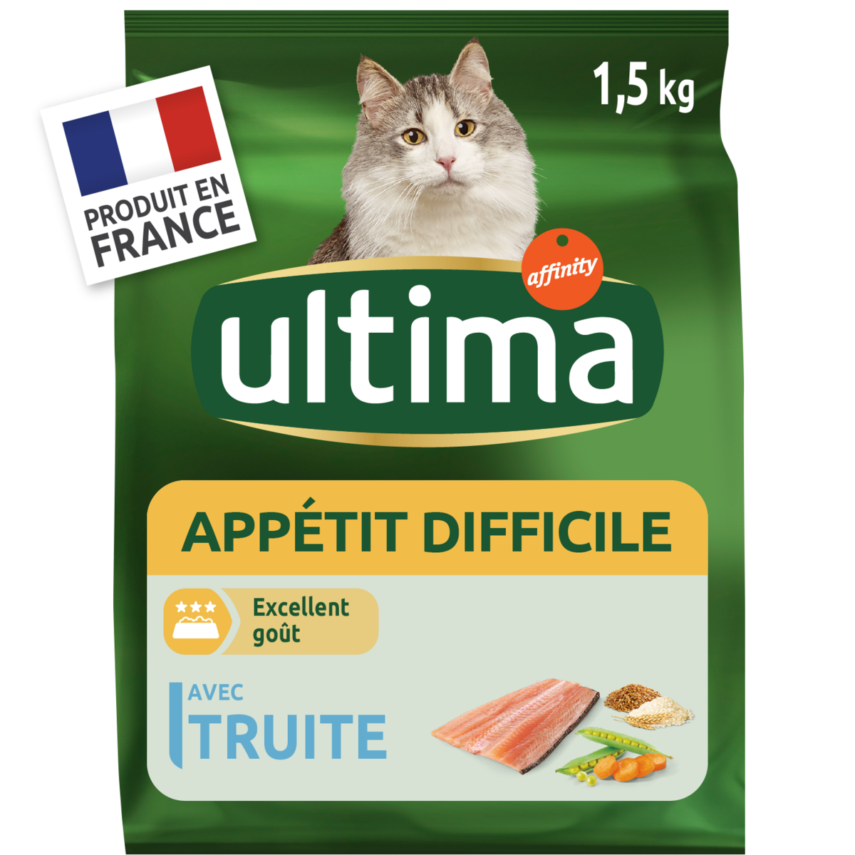 ULTIMA Croquettes à la truite appétit difficile pour chat 1,5kg