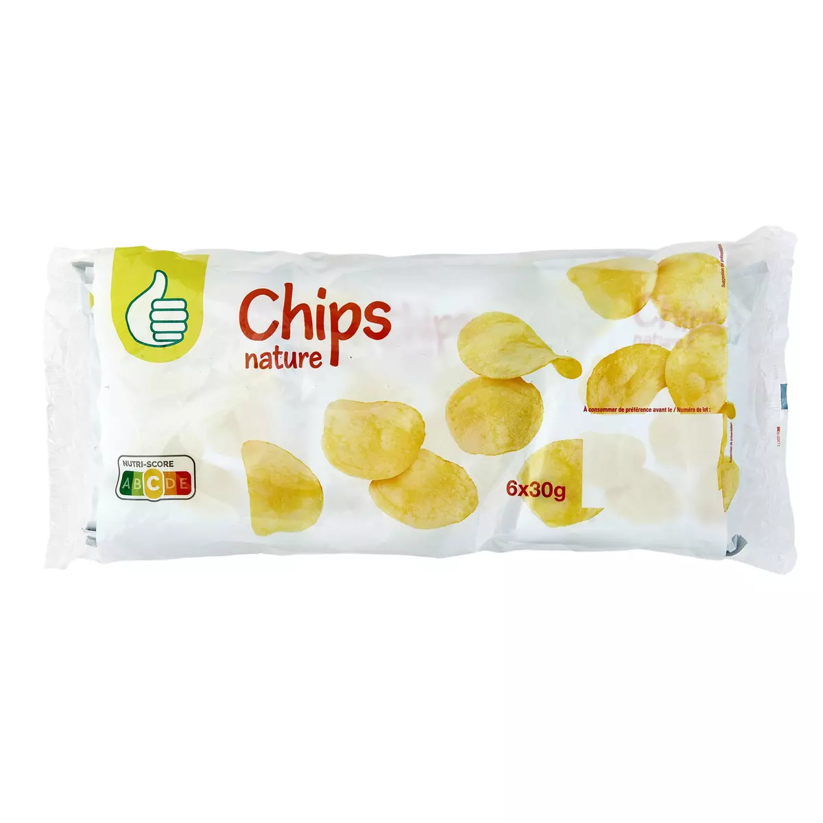 POUCE Chips nature sachets individuels 6 sachets 6x30g