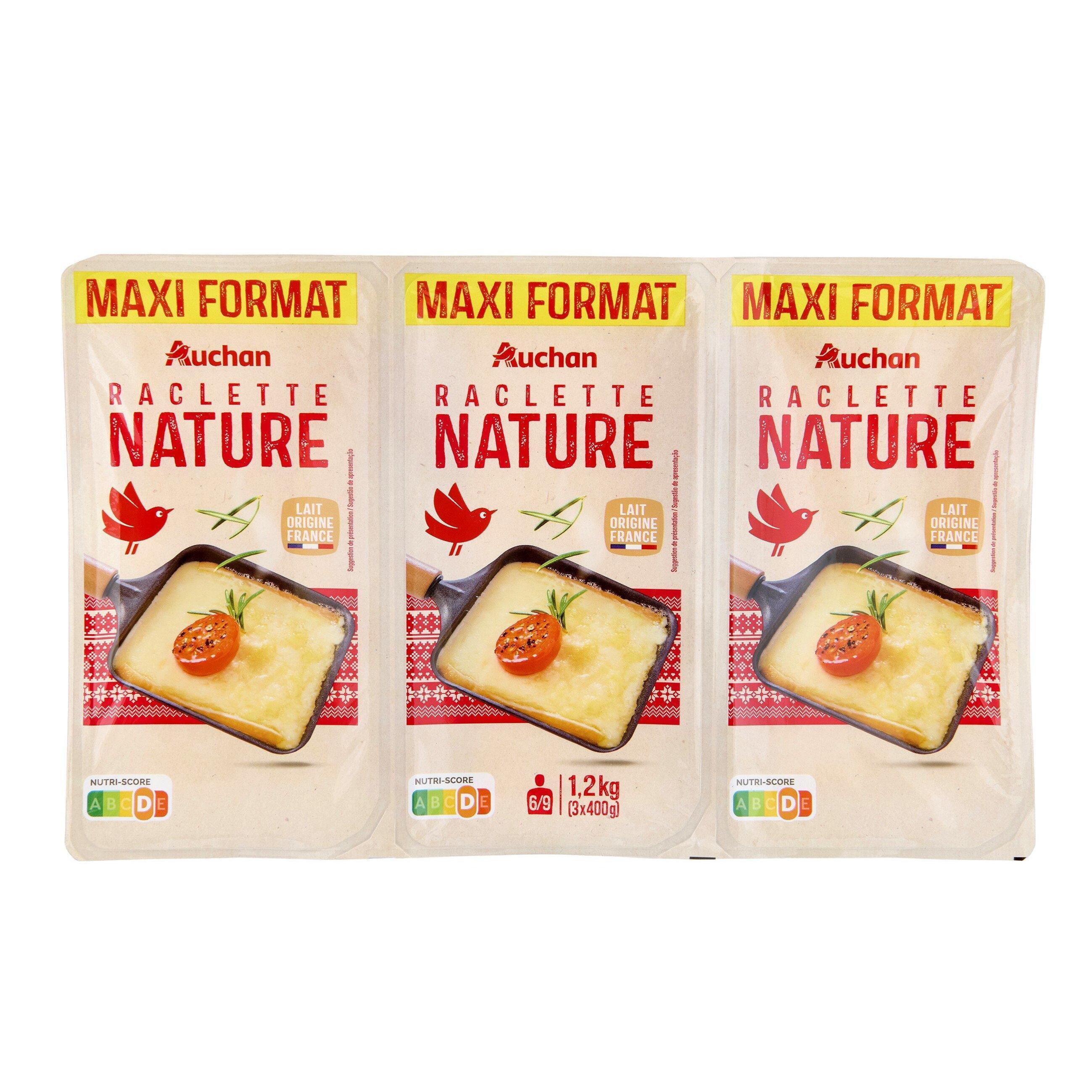 Voir la diapositive 2 : AUCHAN Fromage à raclette nature 6/9 parts 1.2kg