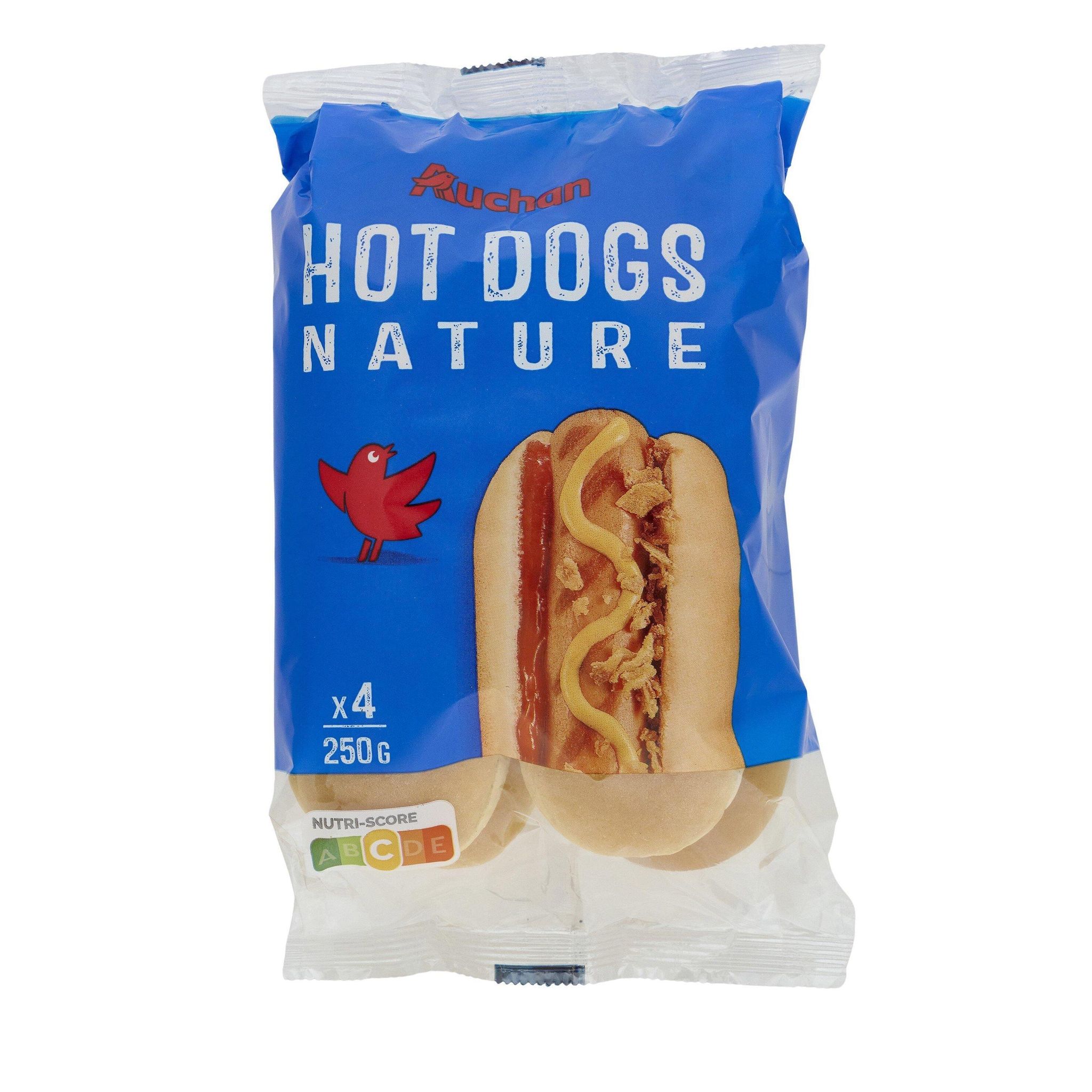 Voir la diapositive 3 : AUCHAN Pains hot dogs 4 pièces 250g