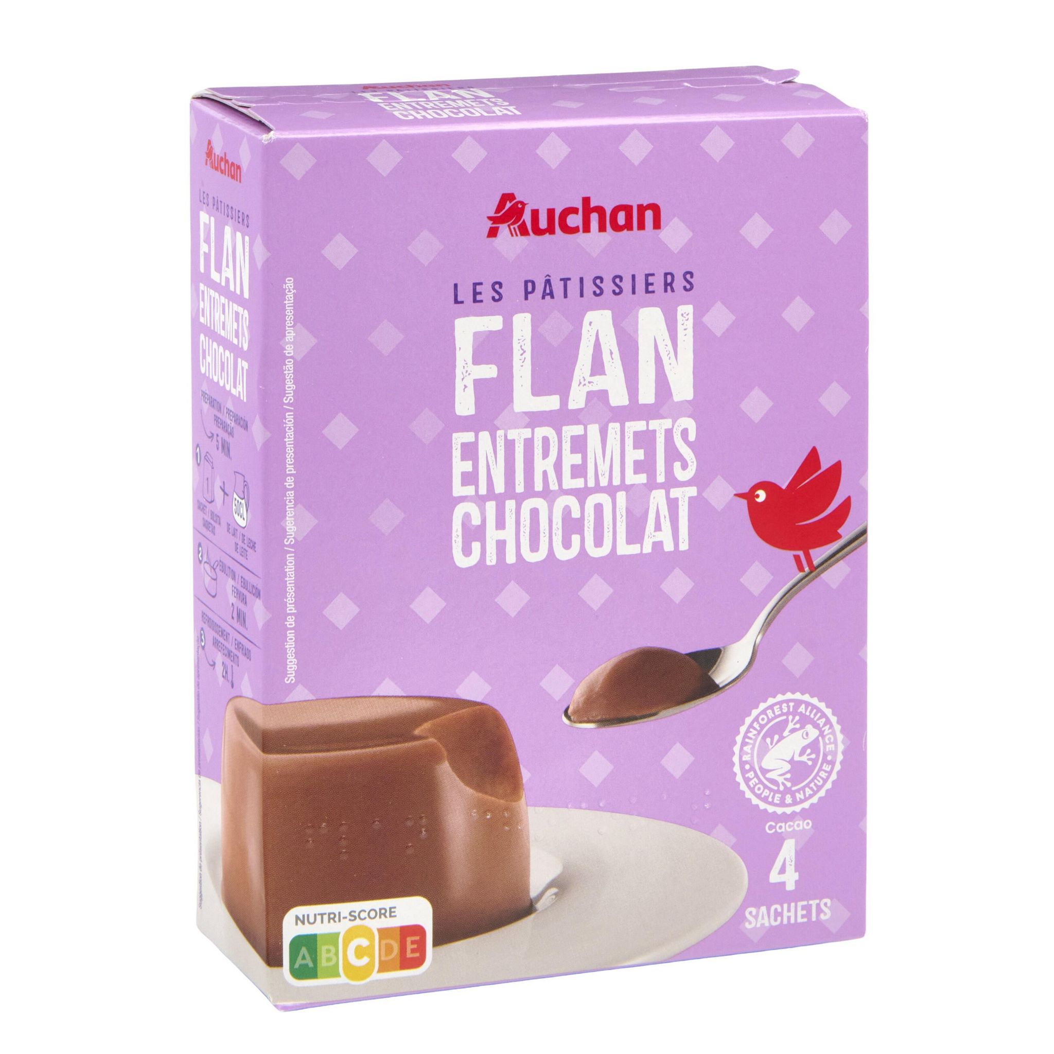Voir la diapositive 2 : AUCHAN Préparation pour flan au chocolat 4 sachets 232g