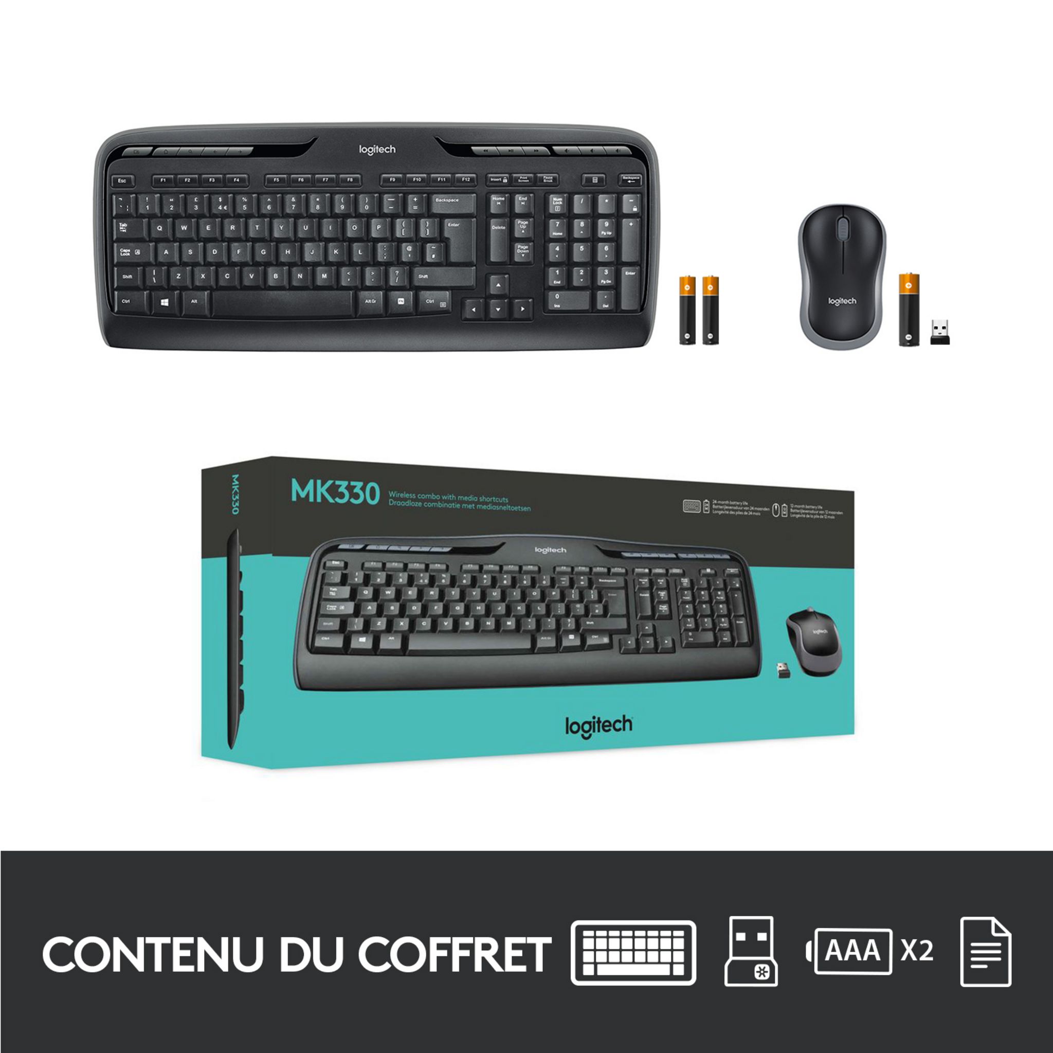 Voir la diapositive 2 : LOGITECH LOGITECH COMBO SANS FIL MK330 