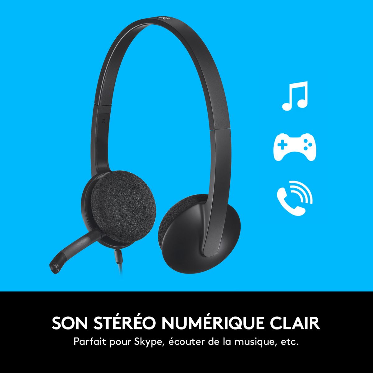 LOGITECH Casque Filaire H340 USB Stéréo avec Micro