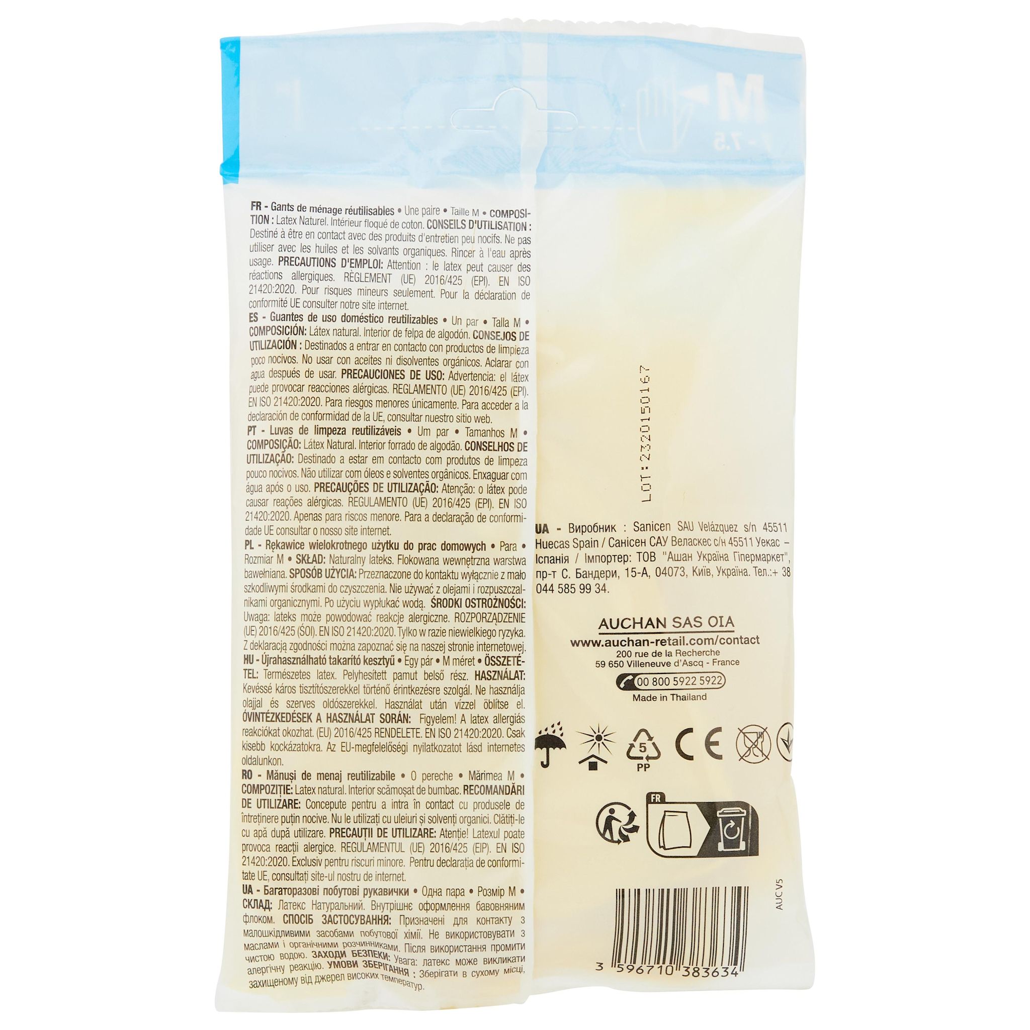 Voir la diapositive 3 : POUCE Gants de ménage réutilisables taille M 1 paire