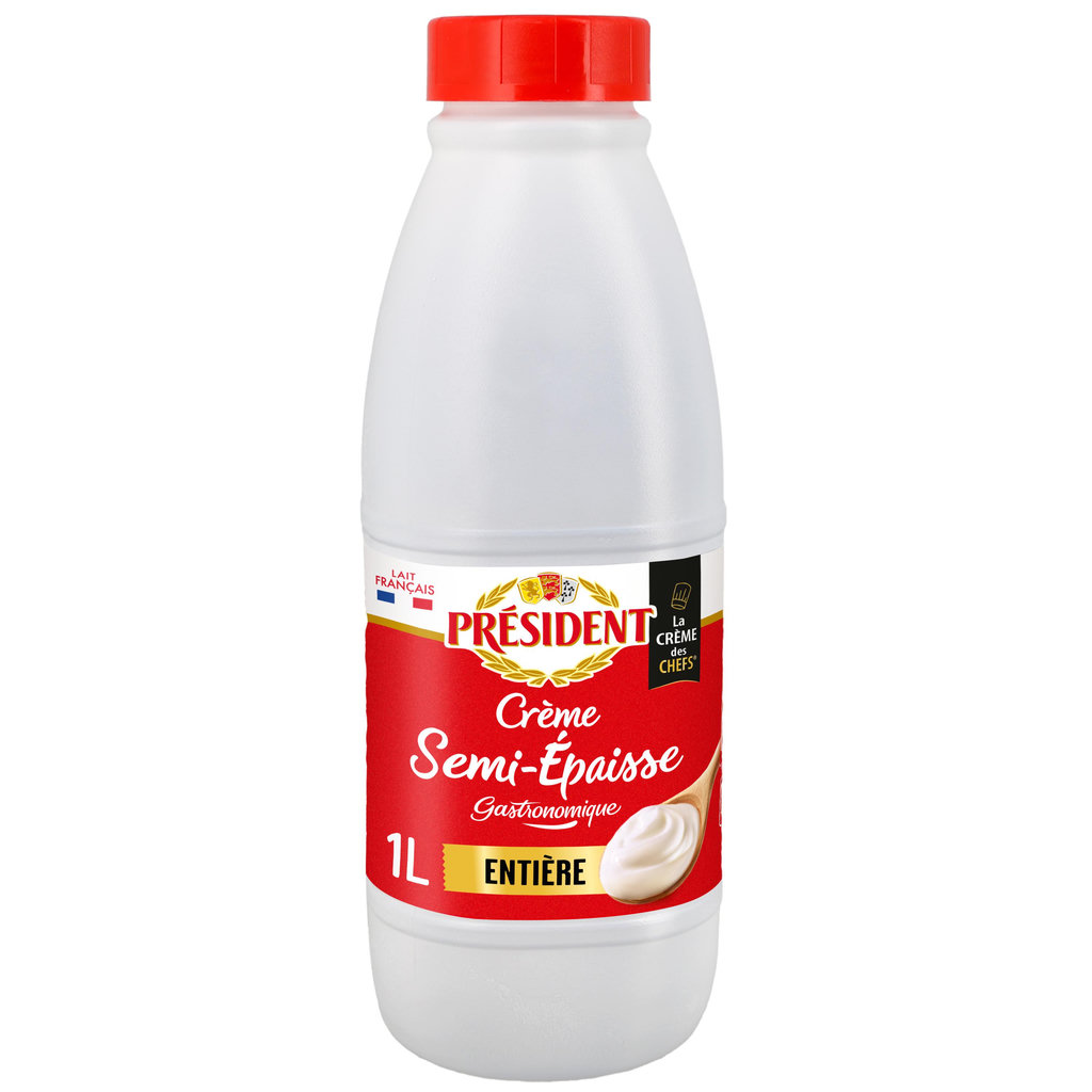 PRESIDENT Crème semi-épaisse entière gastronomique 30% MG 1l