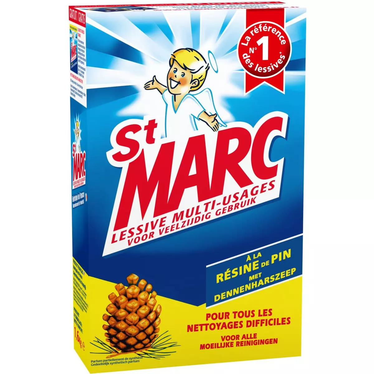 ST MARC Lessive poudre multi-usages à la résine de pin 1,4kg