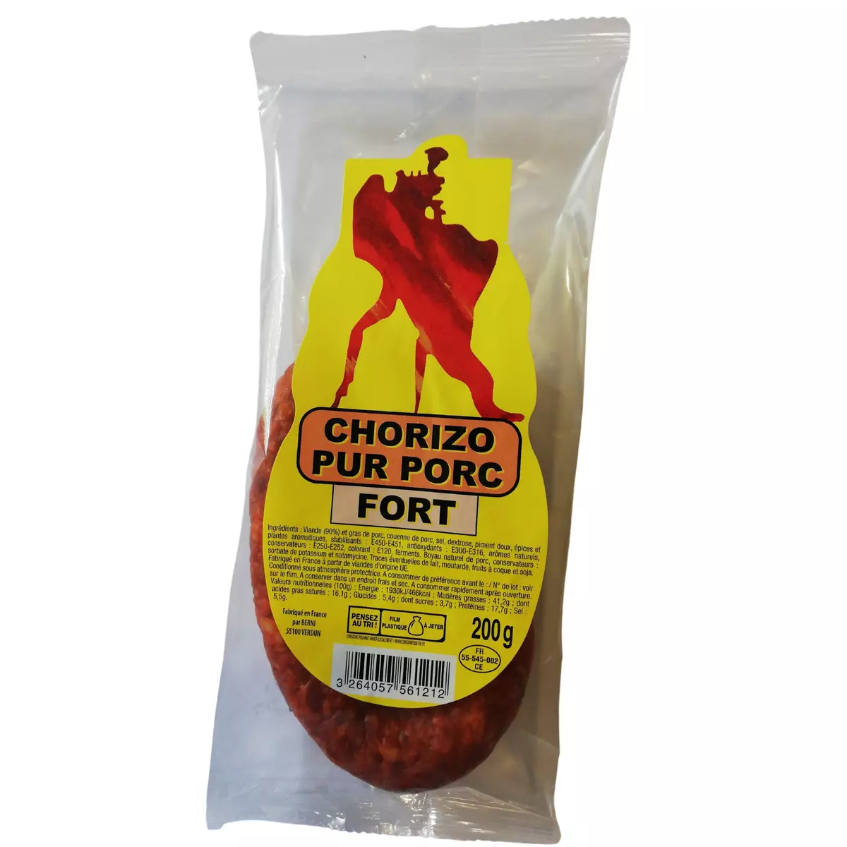 Chorizo fort pur porc 200g