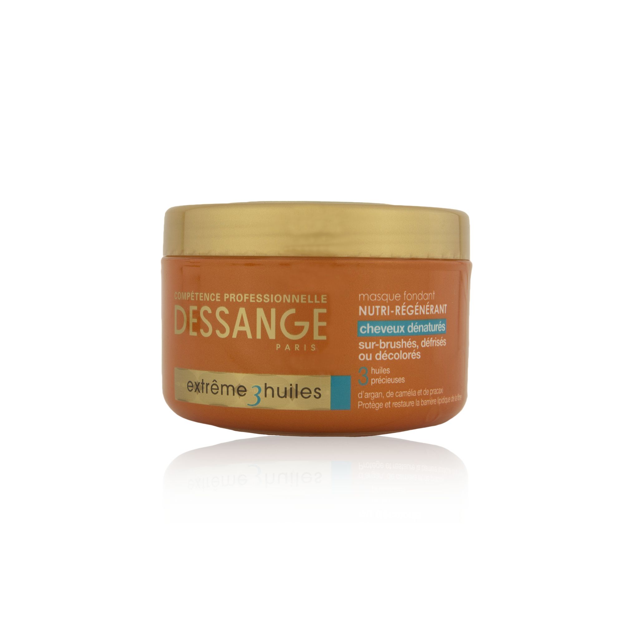 Voir la diapositive 2 : DESSANGE Extrême 3 huiles masque fondant nutri-régénérant cheveux dénaturés à l'argan, camélia & pracaxi 250ml