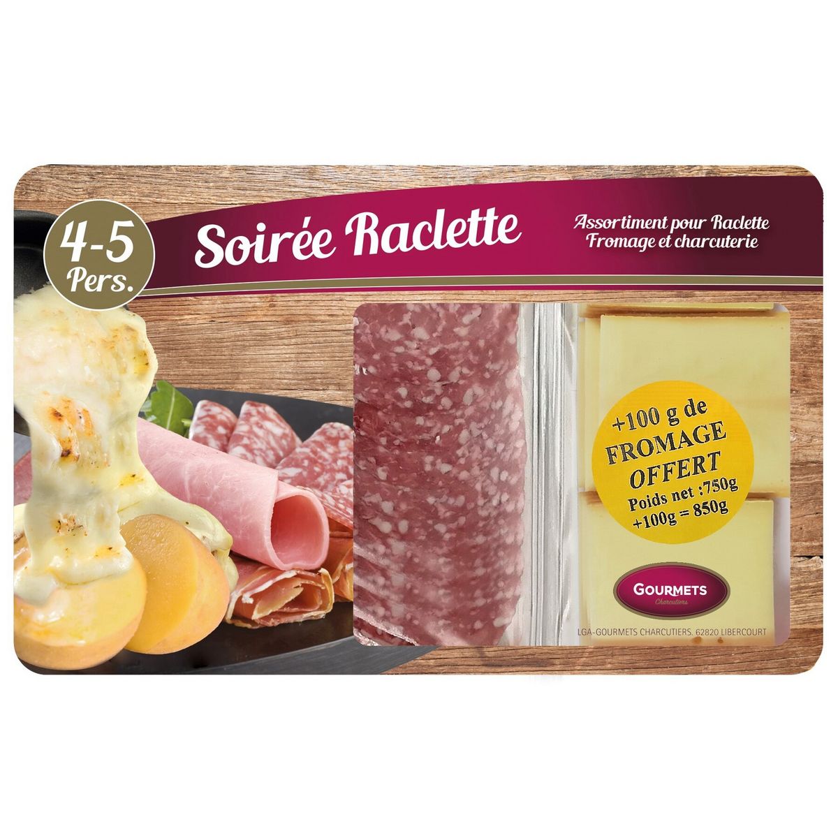 GOURMETS DE L'ARTOIS Soirée raclette 4 personnes 850g