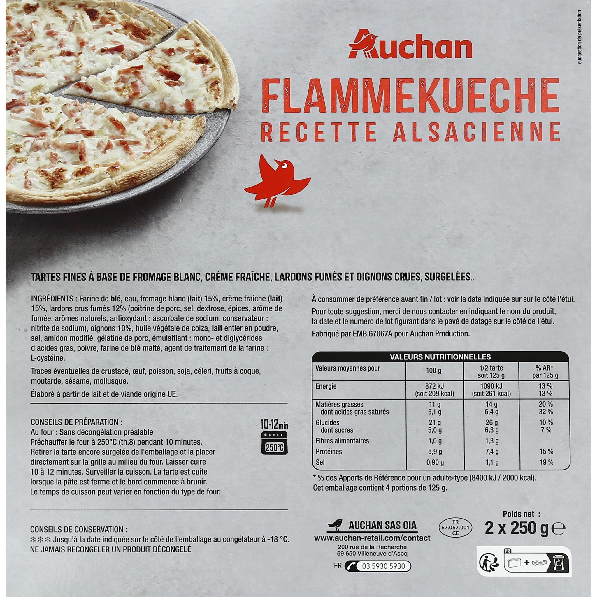 Voir la diapositive 3 : AUCHAN Flammekueches recette Alsacienne 2 pièces 500g