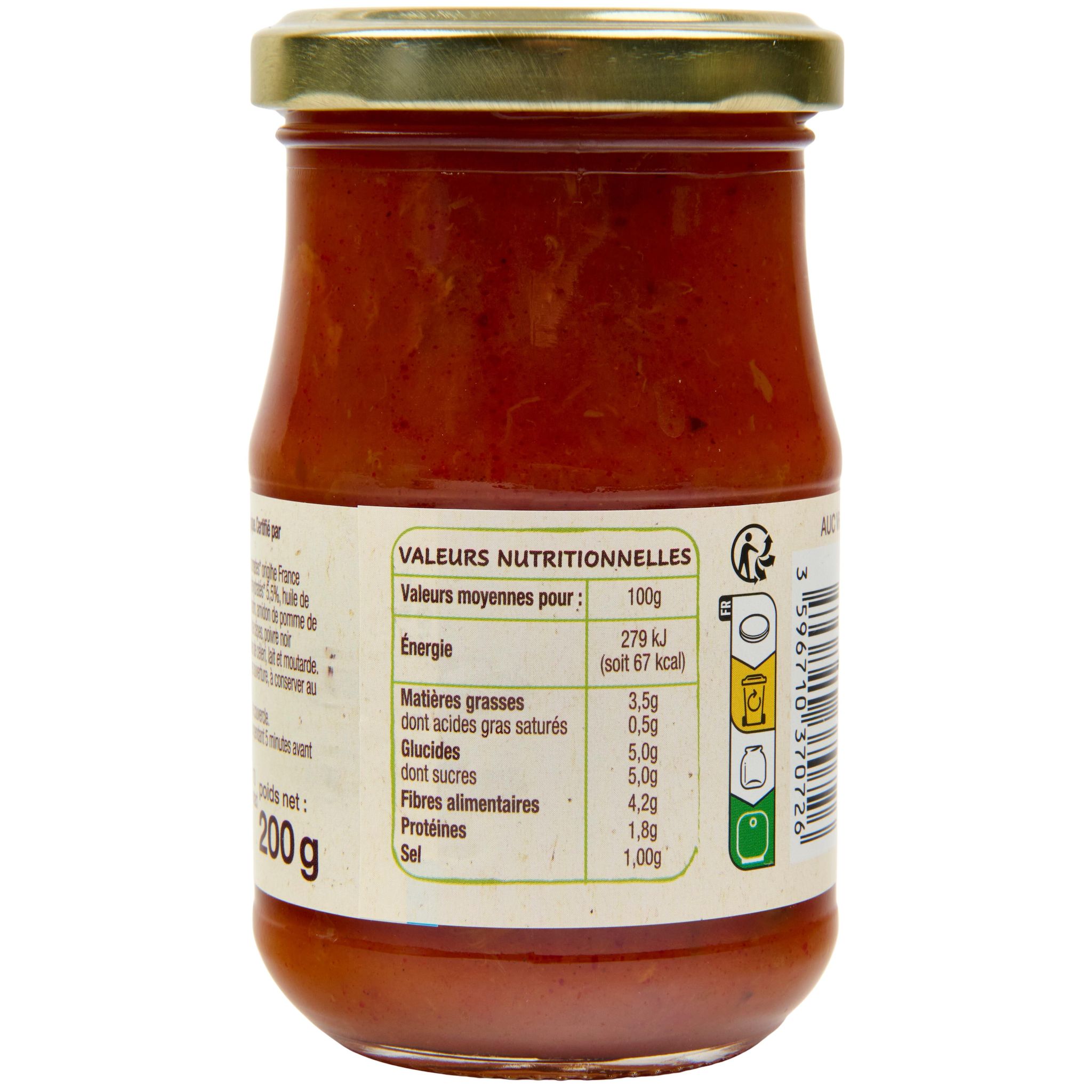 Voir la diapositive 4 : AUCHAN BIO Sauce tomate aux champignons, en bocal 200g