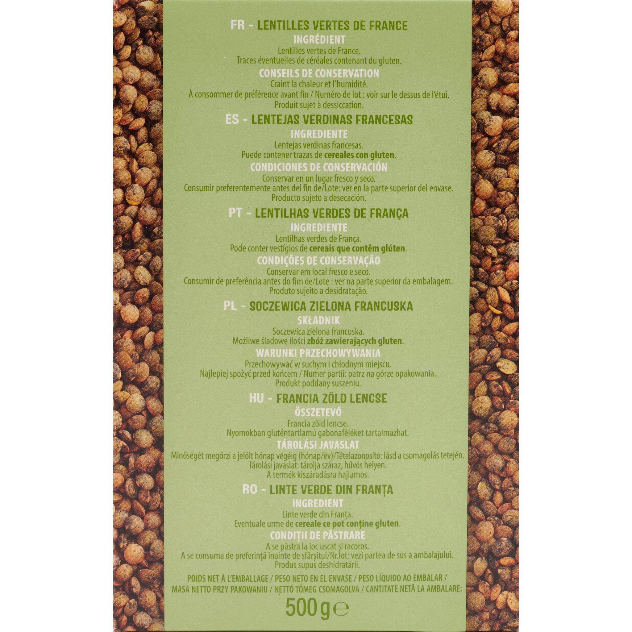 Voir la diapositive 3 : AUCHAN Lentilles vertes 8 portions 500g