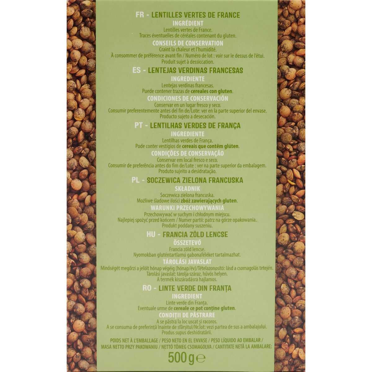 AUCHAN Lentilles vertes 8 portions 500g