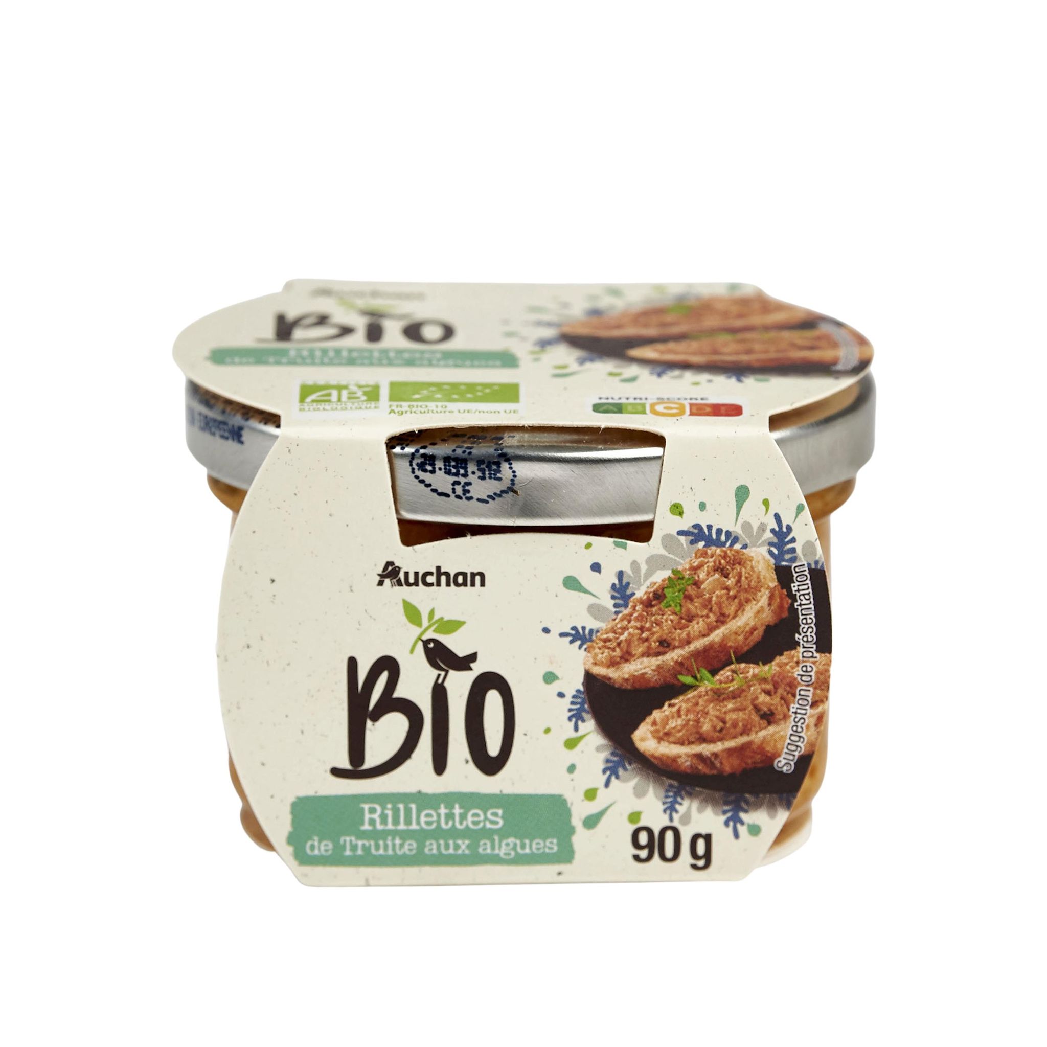 Voir la diapositive 2 : AUCHAN BIO Rillettes de truite aux algues 90g