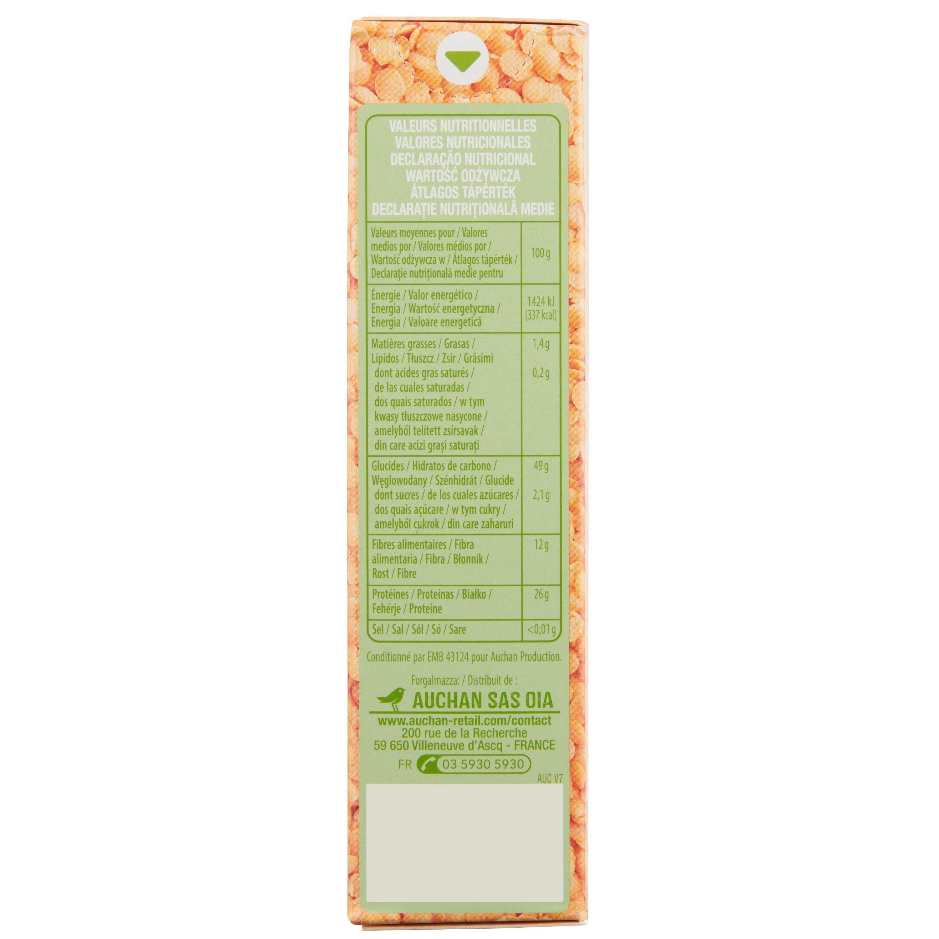 Voir la diapositive 3 : AUCHAN Lentilles corail 8 portions 500g