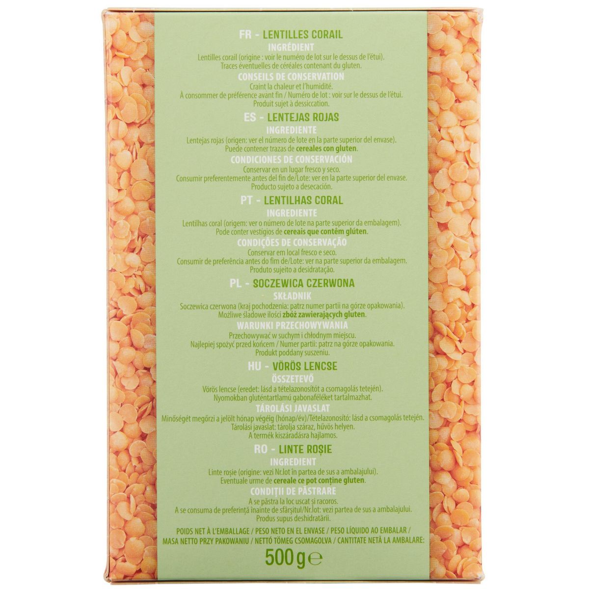 AUCHAN Lentilles corail 8 portions 500g