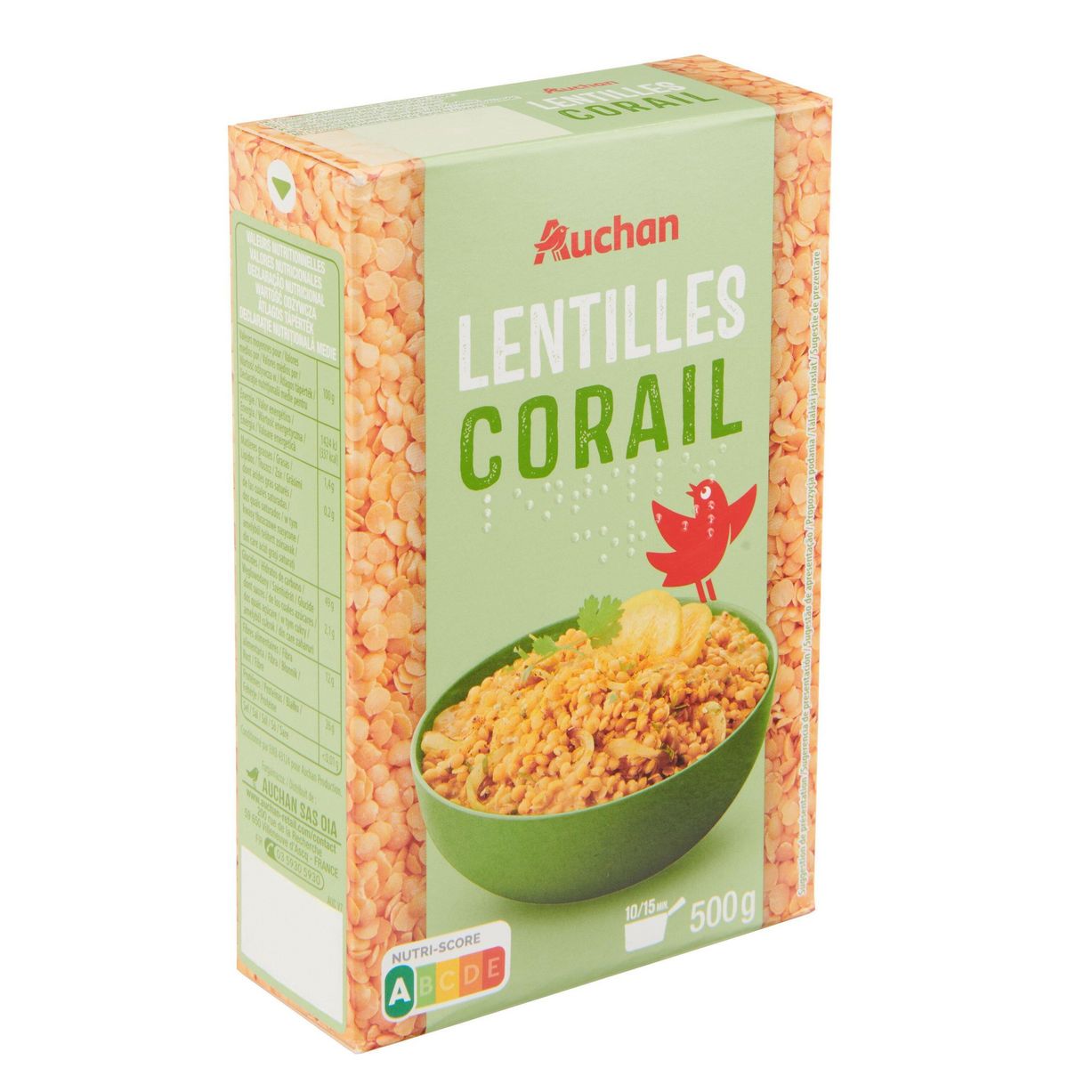 AUCHAN Lentilles corail 8 portions 500g