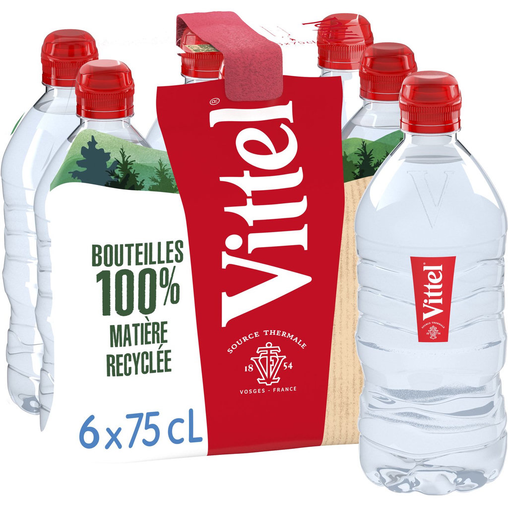 VITTEL Eau minérale naturelle plate bouchon sport 6x75cl