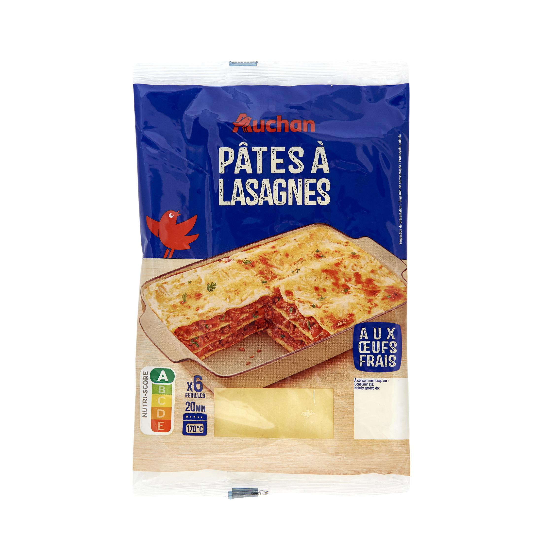 Voir la diapositive 2 : AUCHAN Pâte à lasagnes 6 pièces 250g