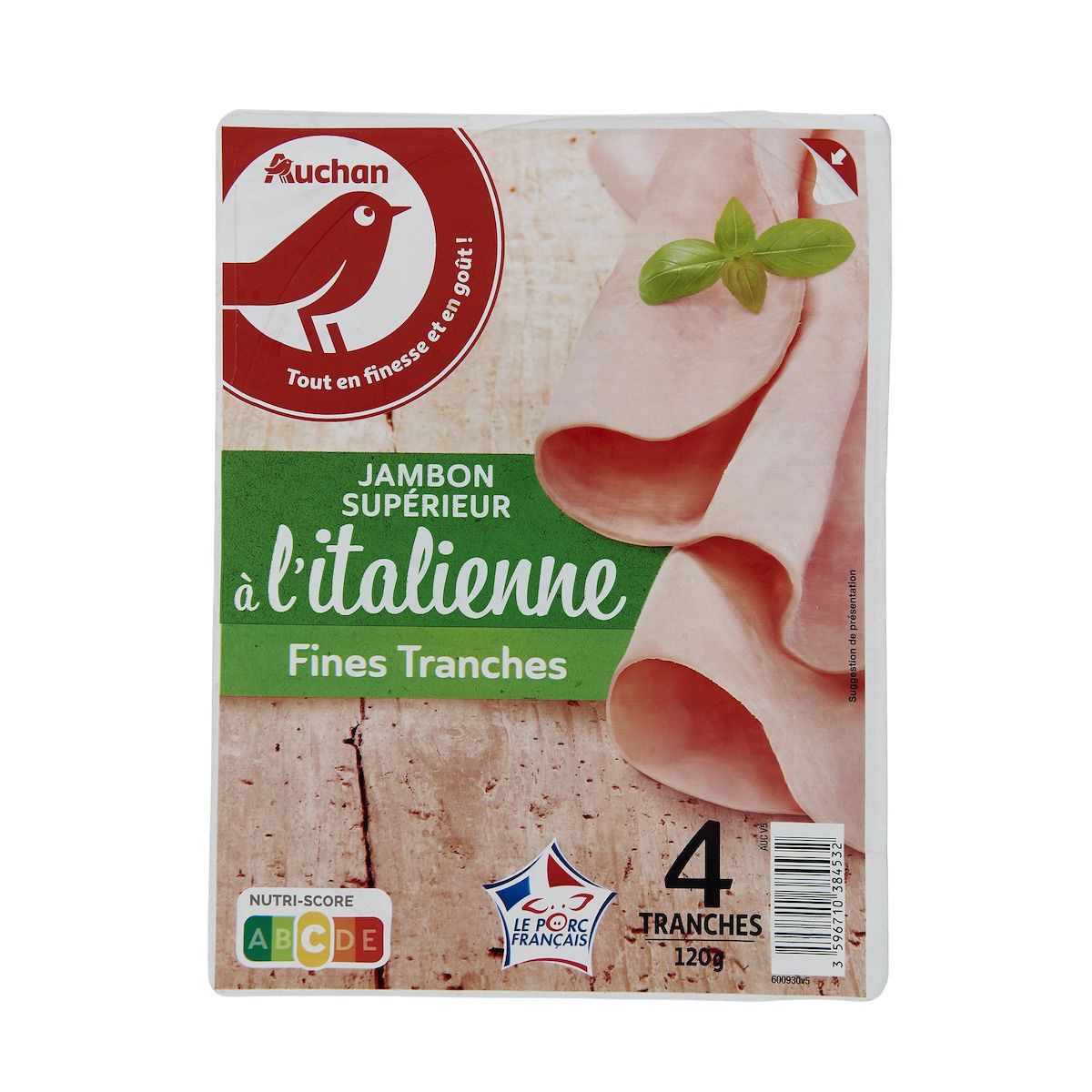 AUCHAN Jambon à l'Italienne supérieur 4 tranches 120g