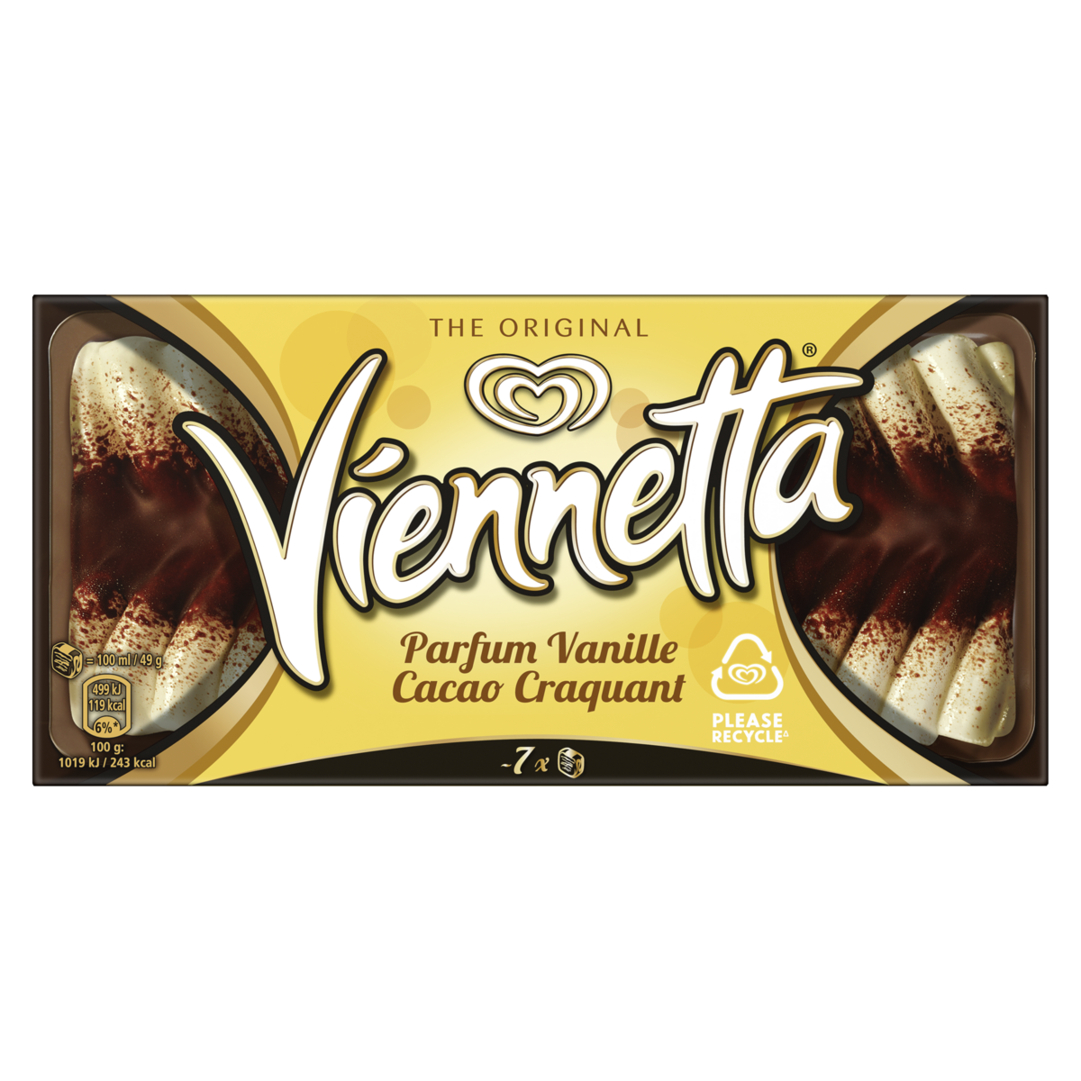 VIENNETTA Dessert glacé vanille cacao craquant 7 parts 320g