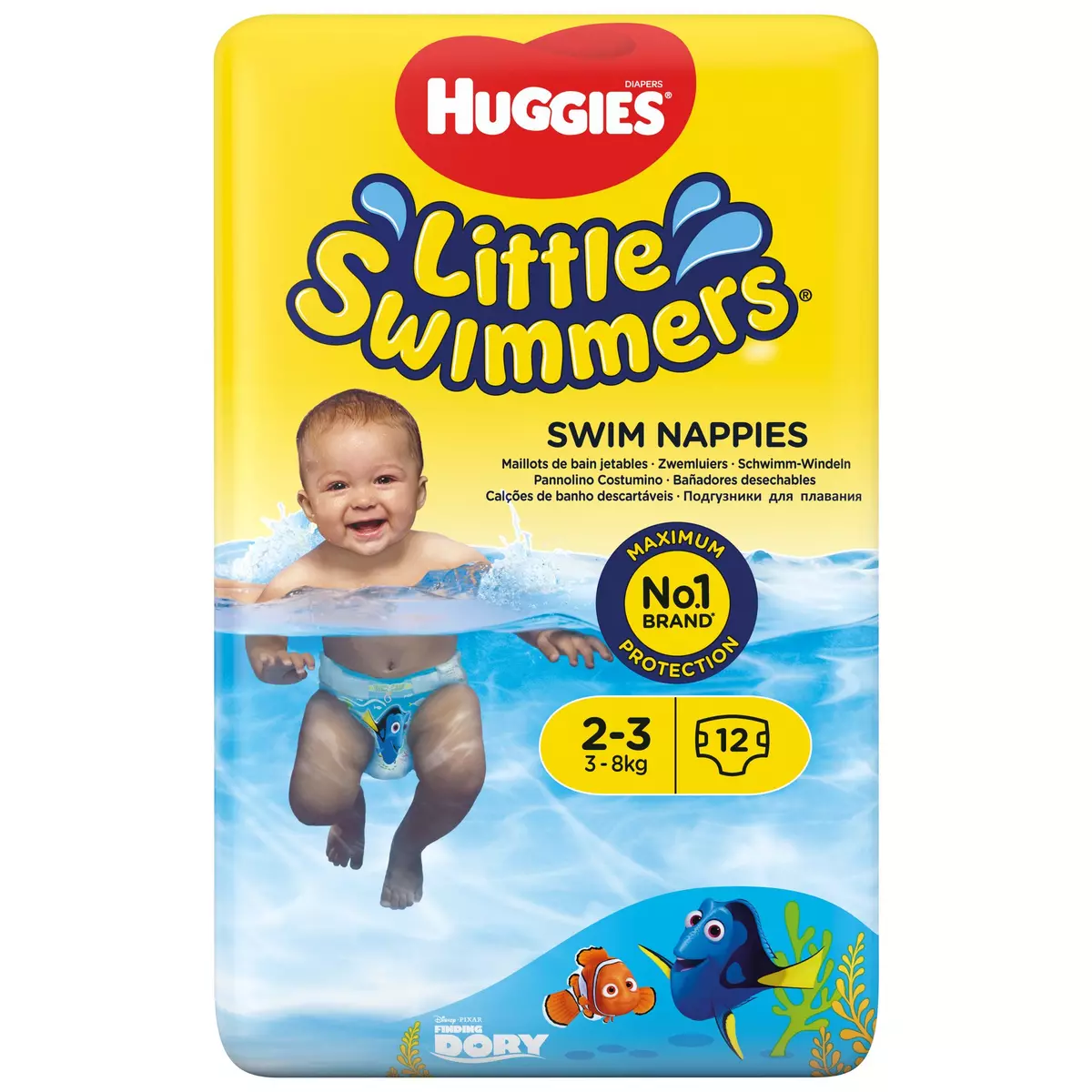 HUGGIES Little swimmers couches piscine taille 2-3 (3-8kg) 12 couches