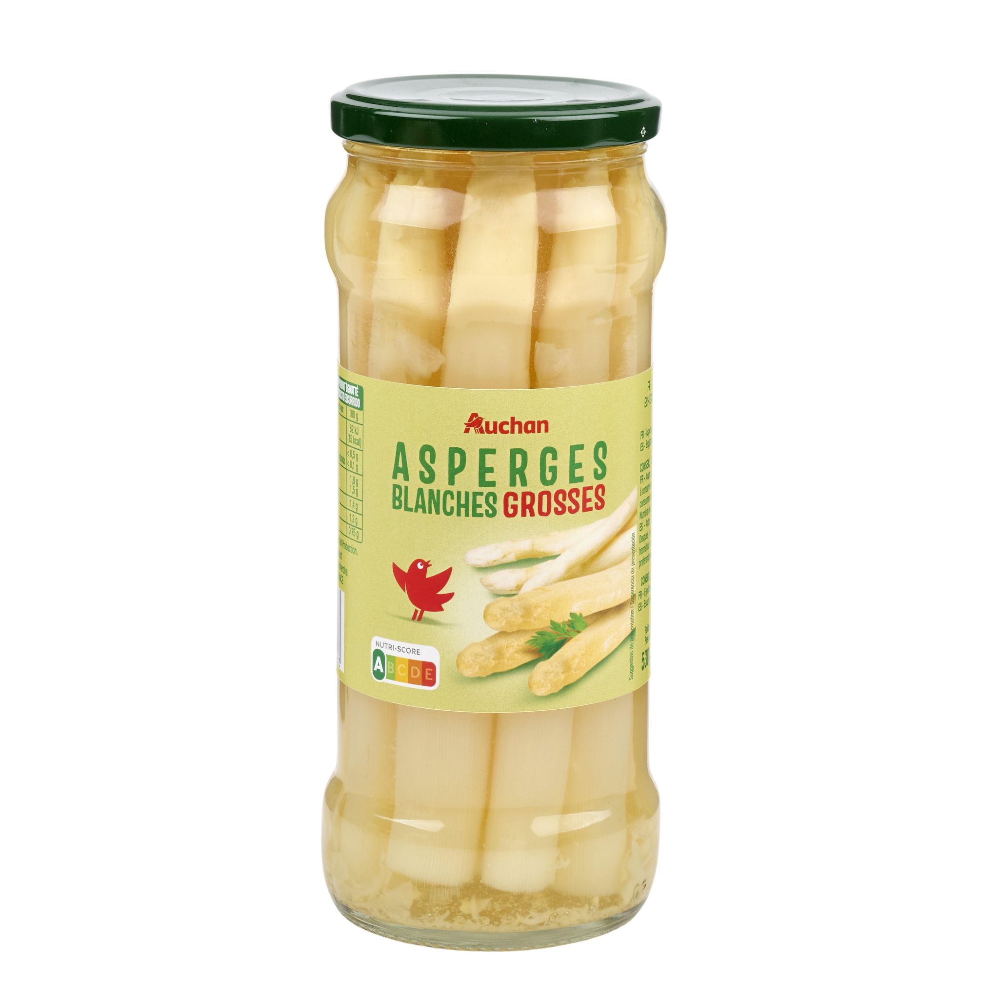 Voir la diapositive 2 : AUCHAN Asperges blanches grosses en bocal 320g