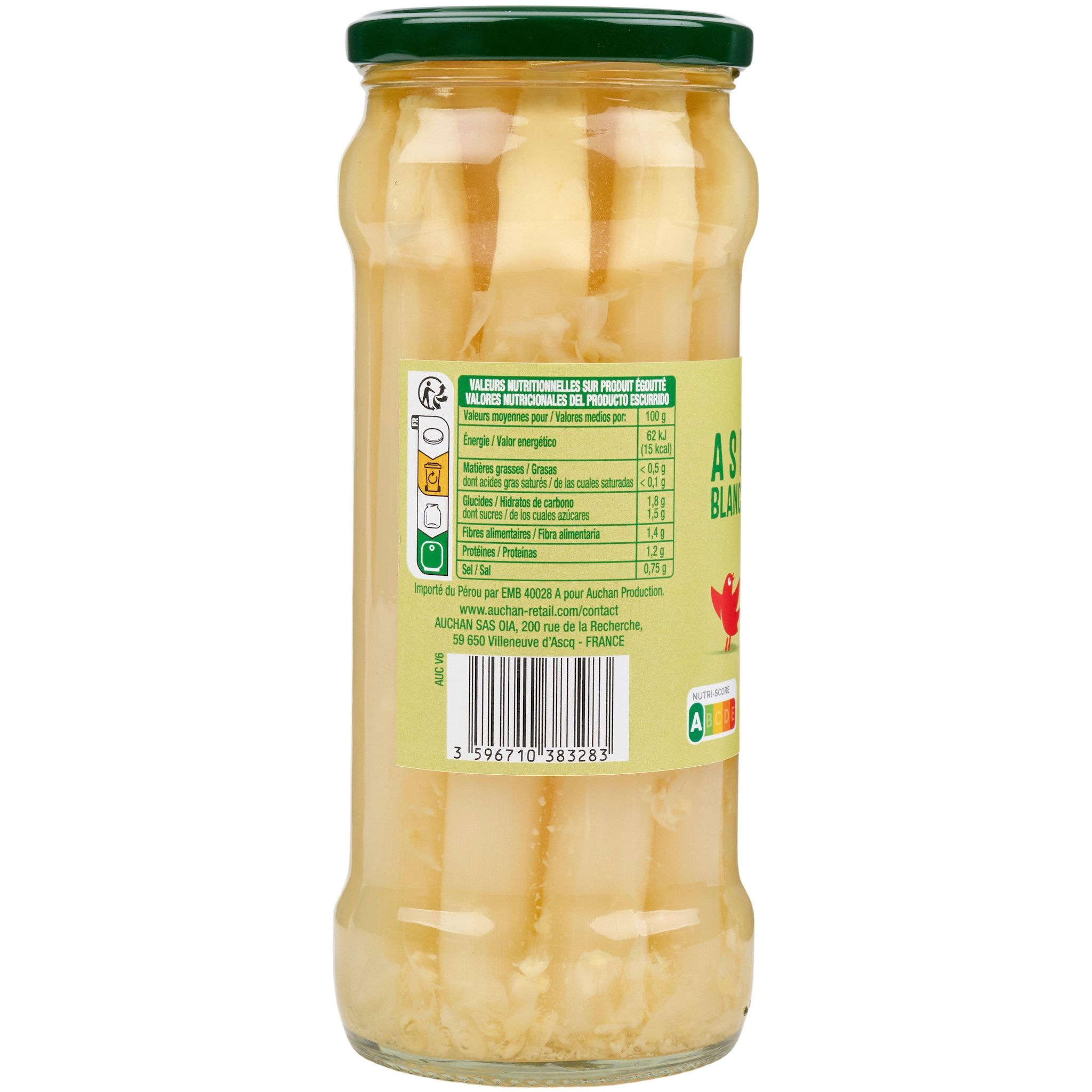 Voir la diapositive 4 : AUCHAN Asperges blanches grosses en bocal 320g